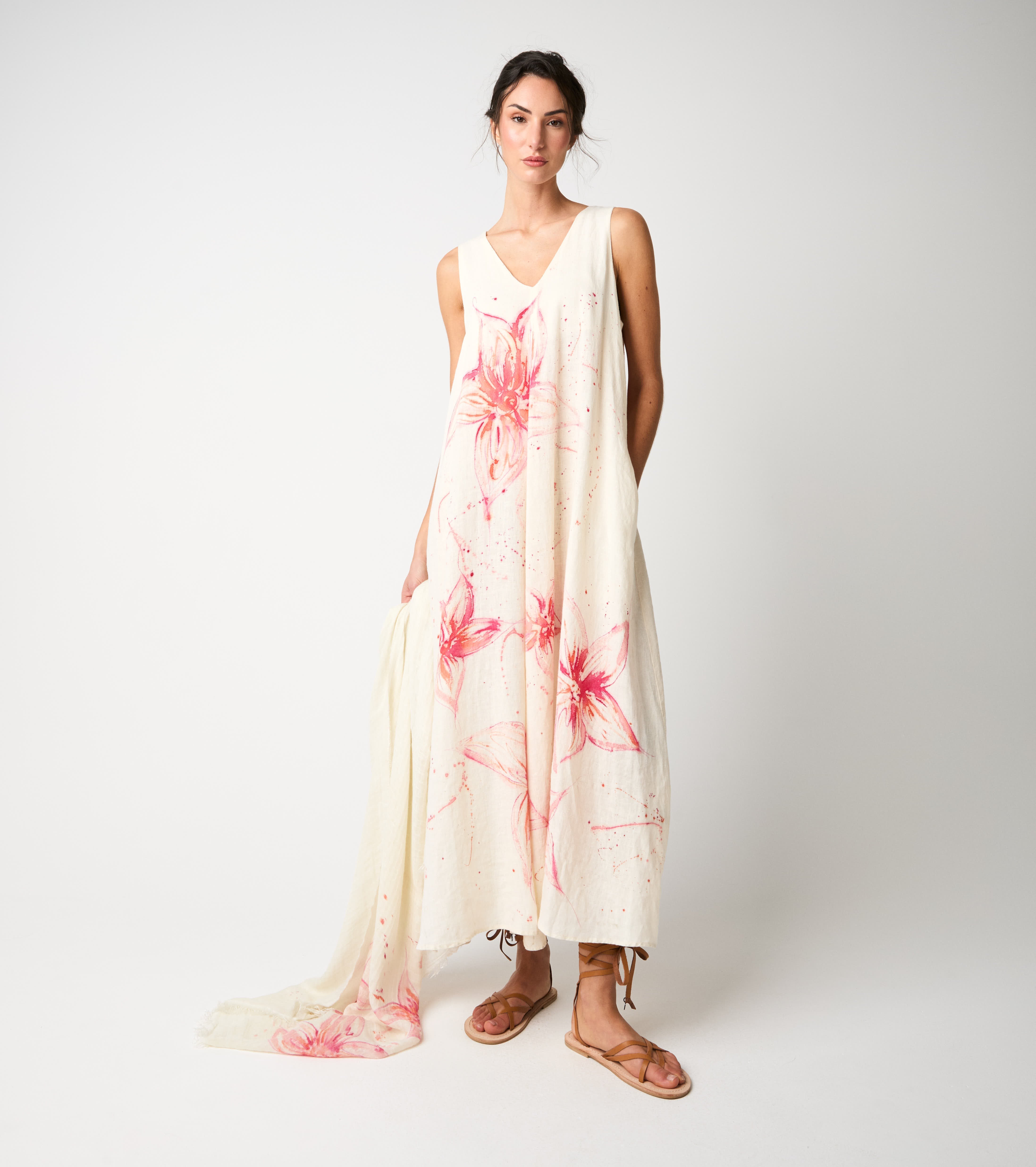 Abito in lino floreale fiori