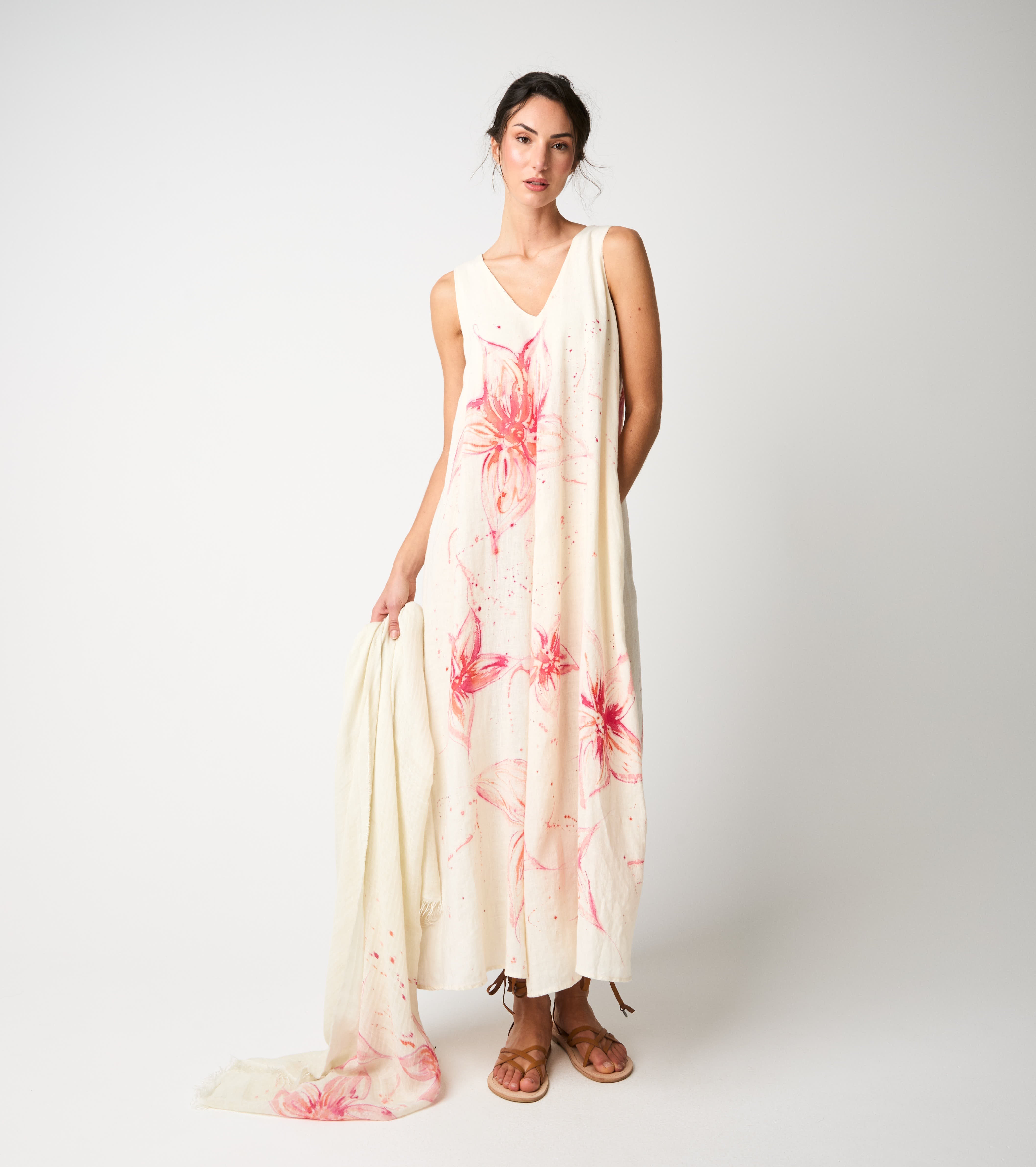 Abito in lino floreale fiori