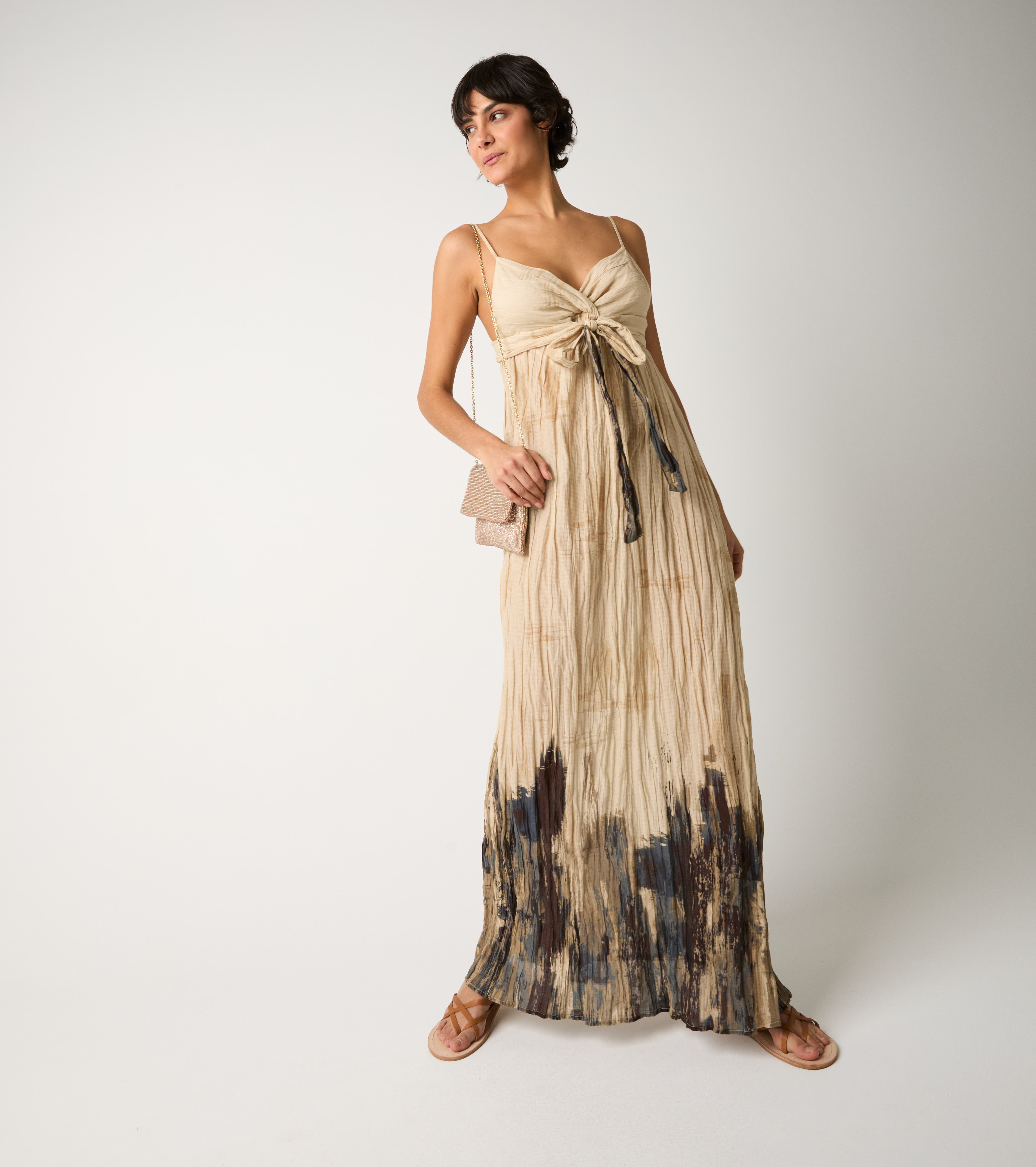 Abito stampato con fiocco spennellate