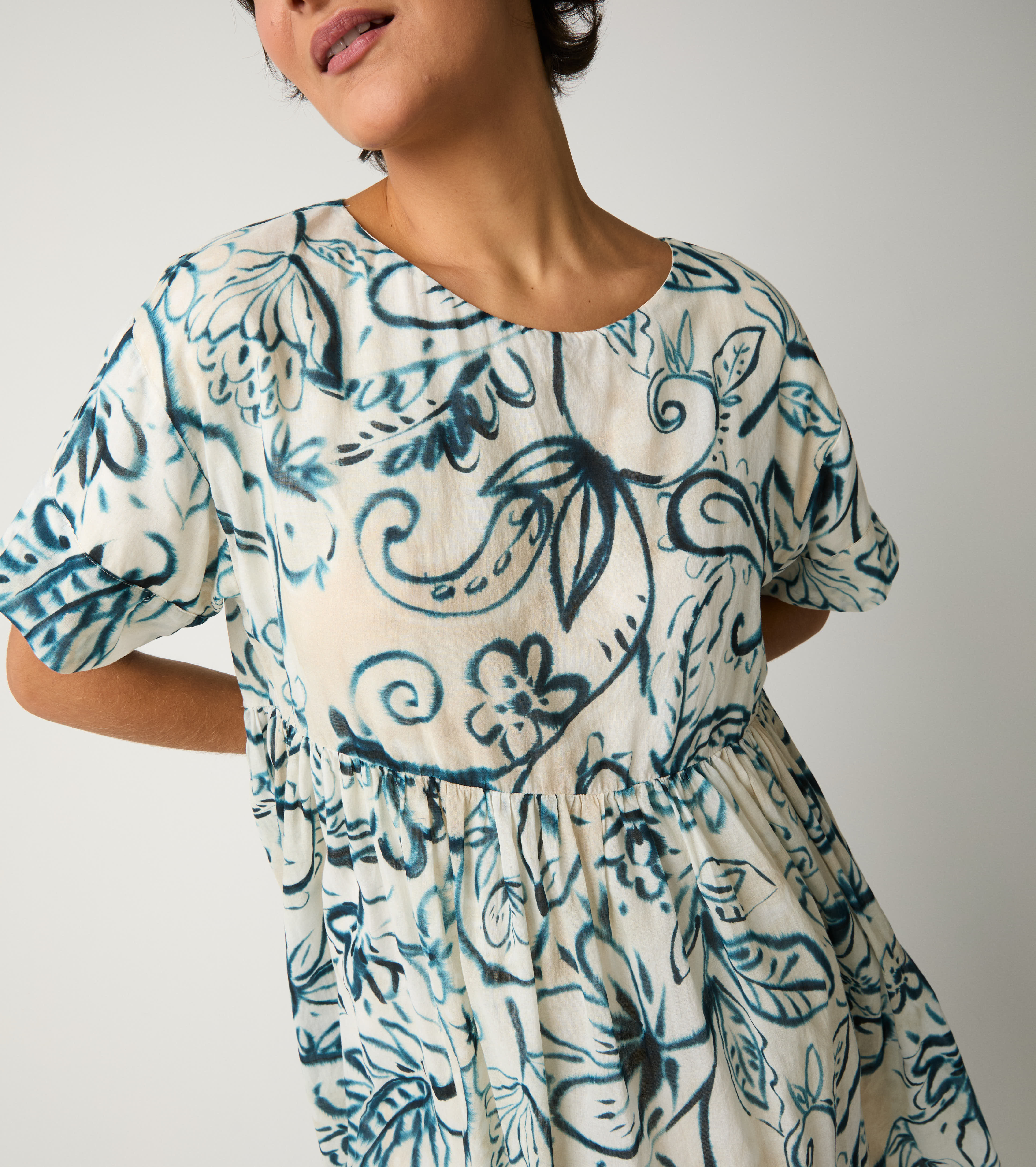 Abito corto in cotone floreale fiore