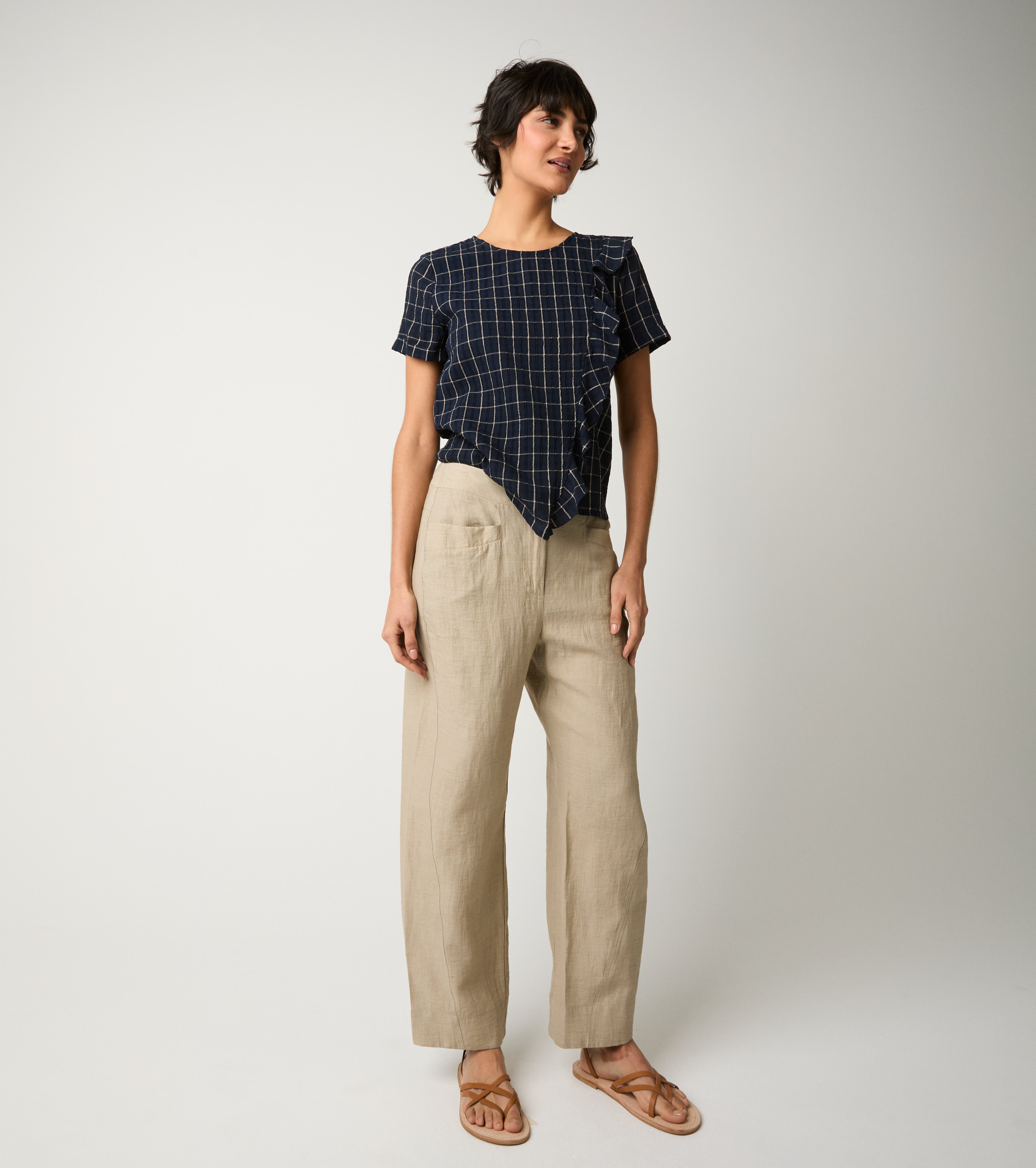 Панталони от ленена смес с джобове от камъни