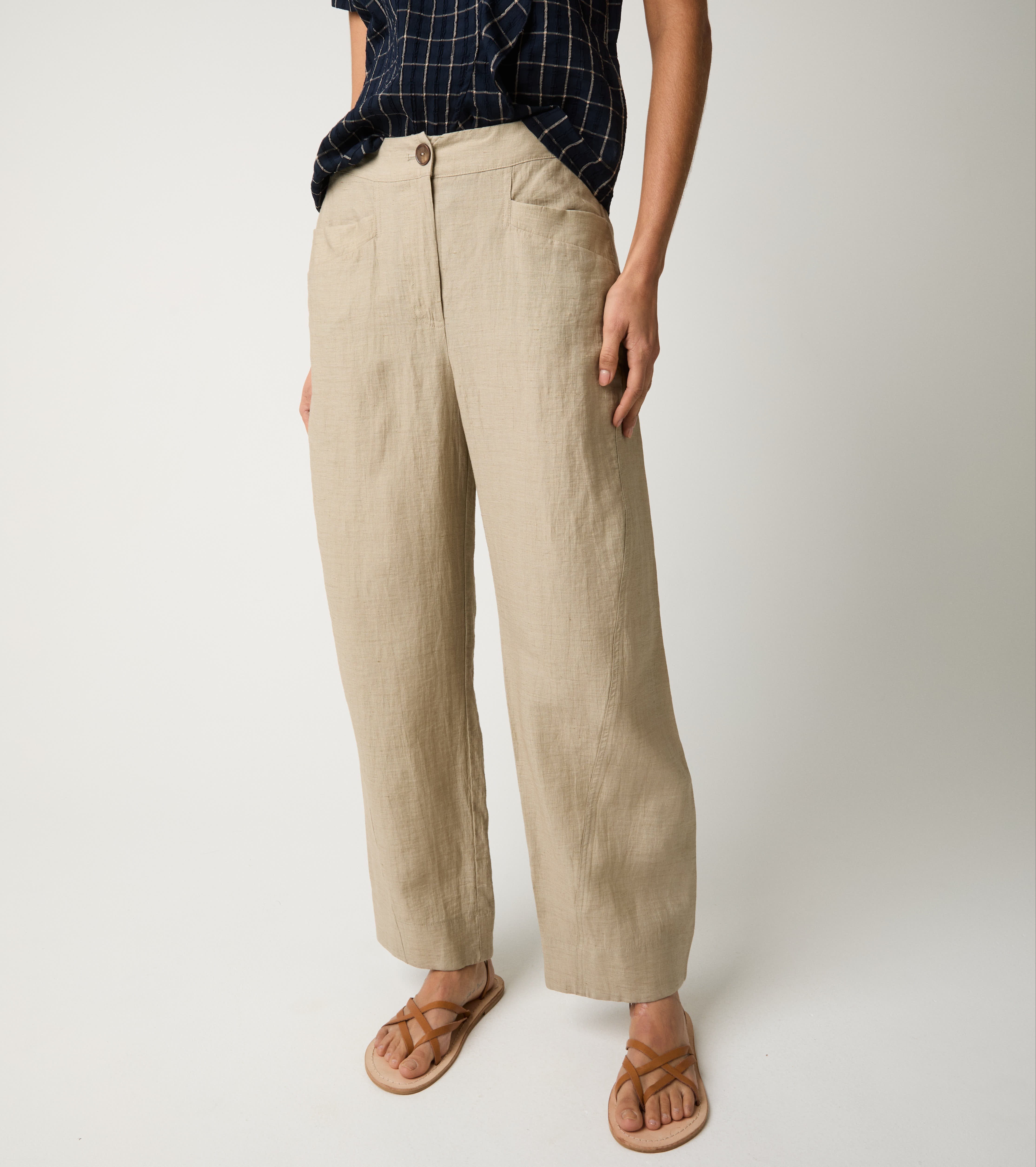 Панталони от ленена смес с джобове от камъни