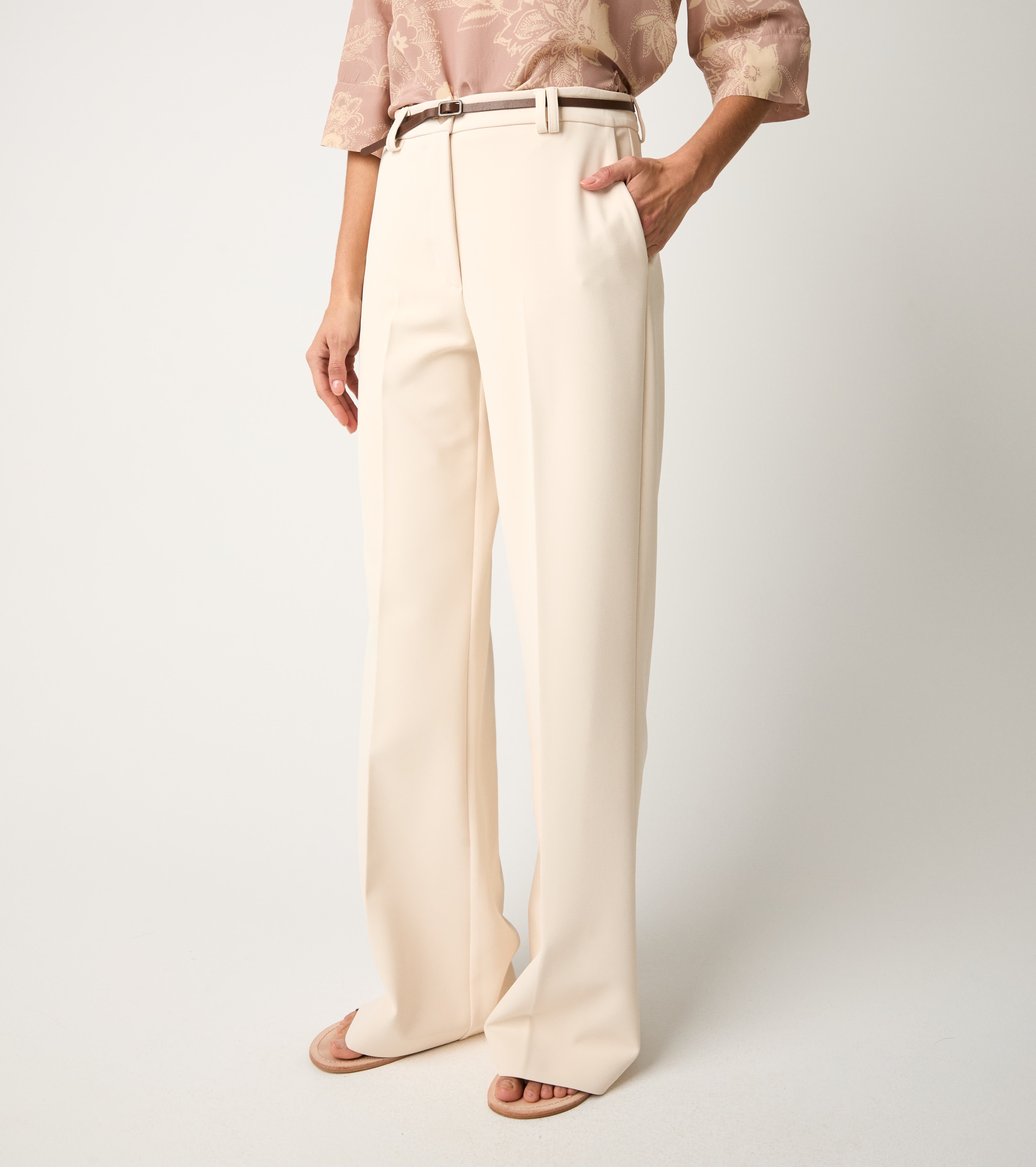 Flare trousers with champagne crease