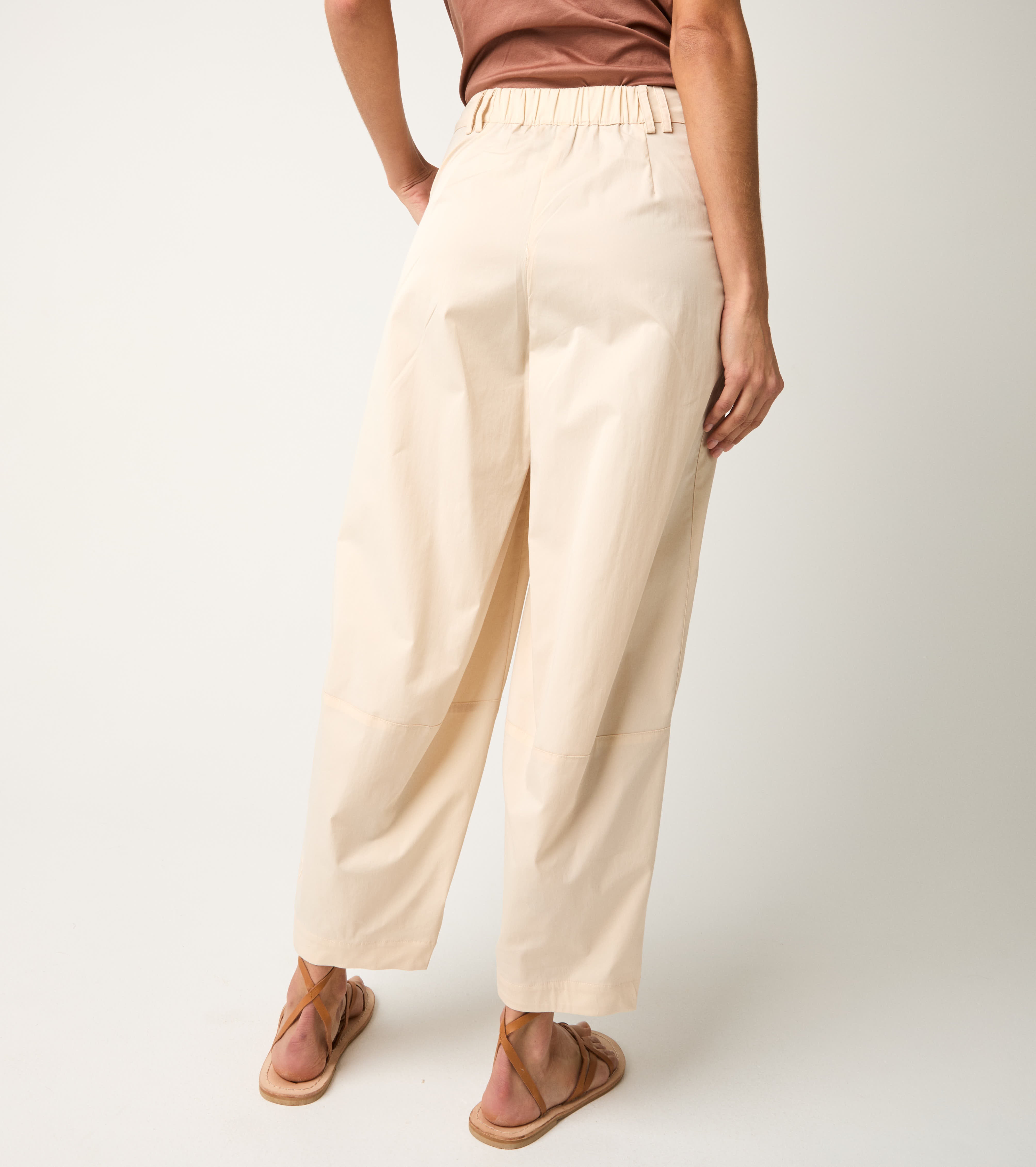 Pantaloni cropped in cotone stretch wine