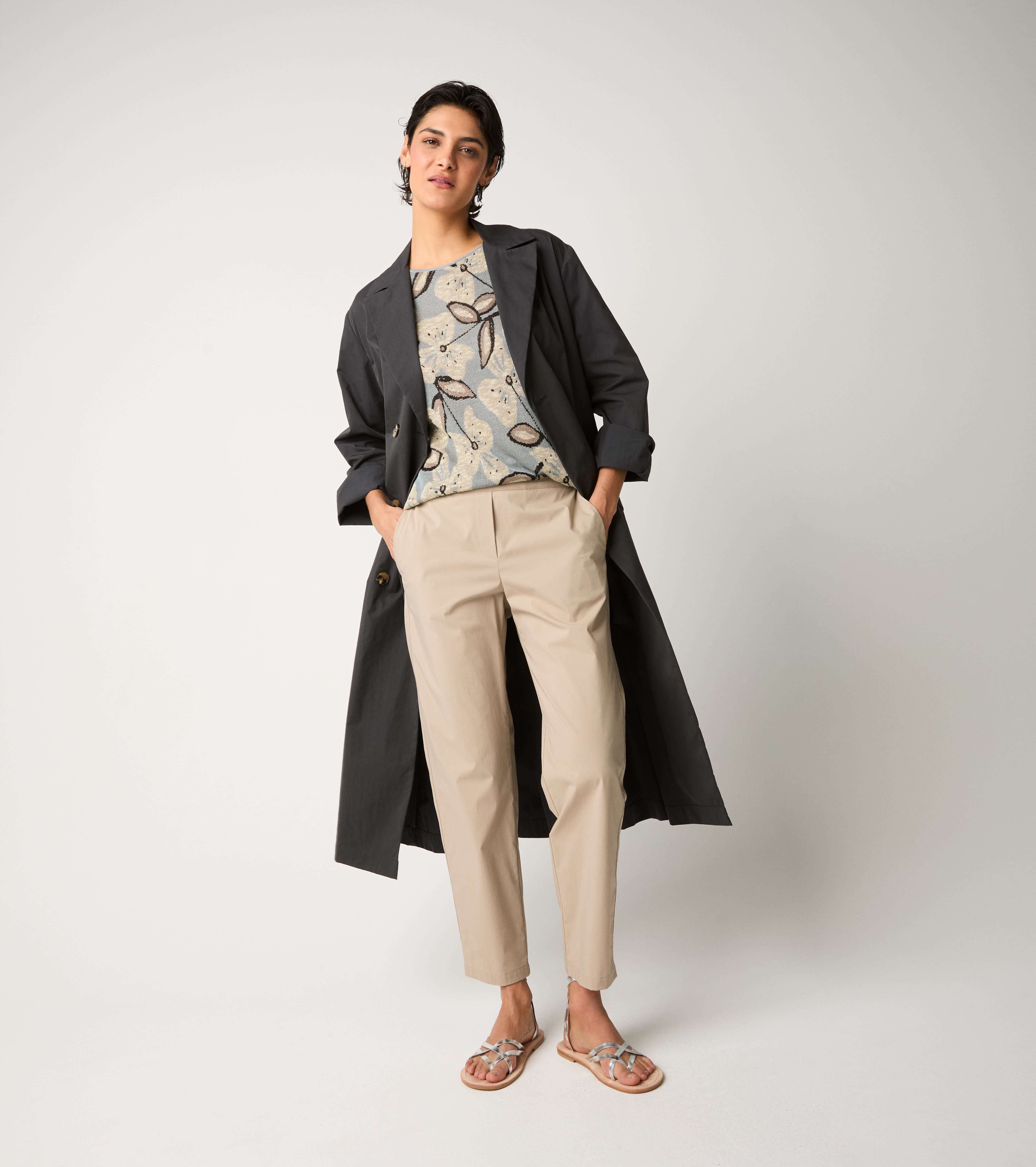 Pantaloni in cotone con elastico gres