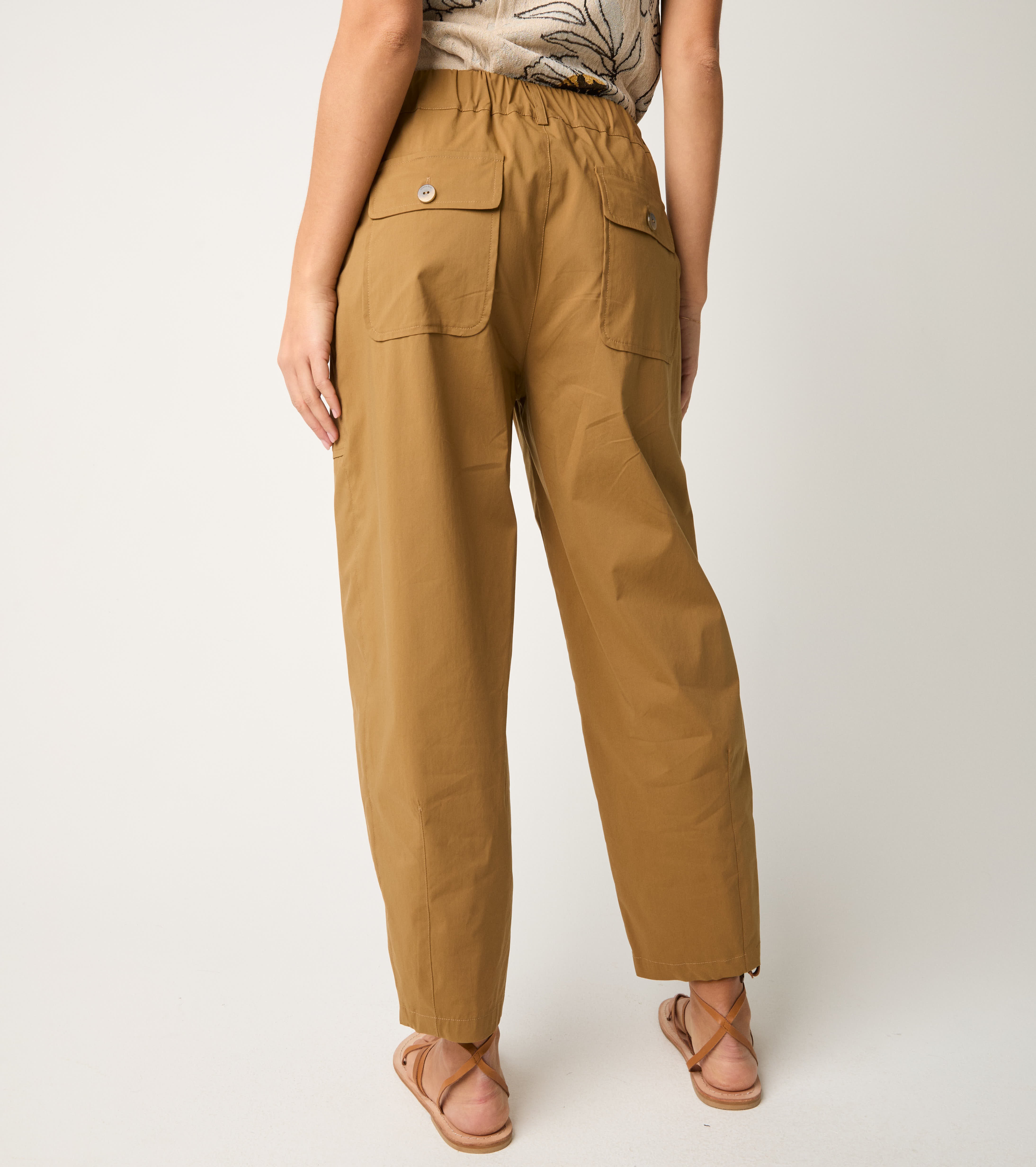High-waisted cropped trousers ermine
