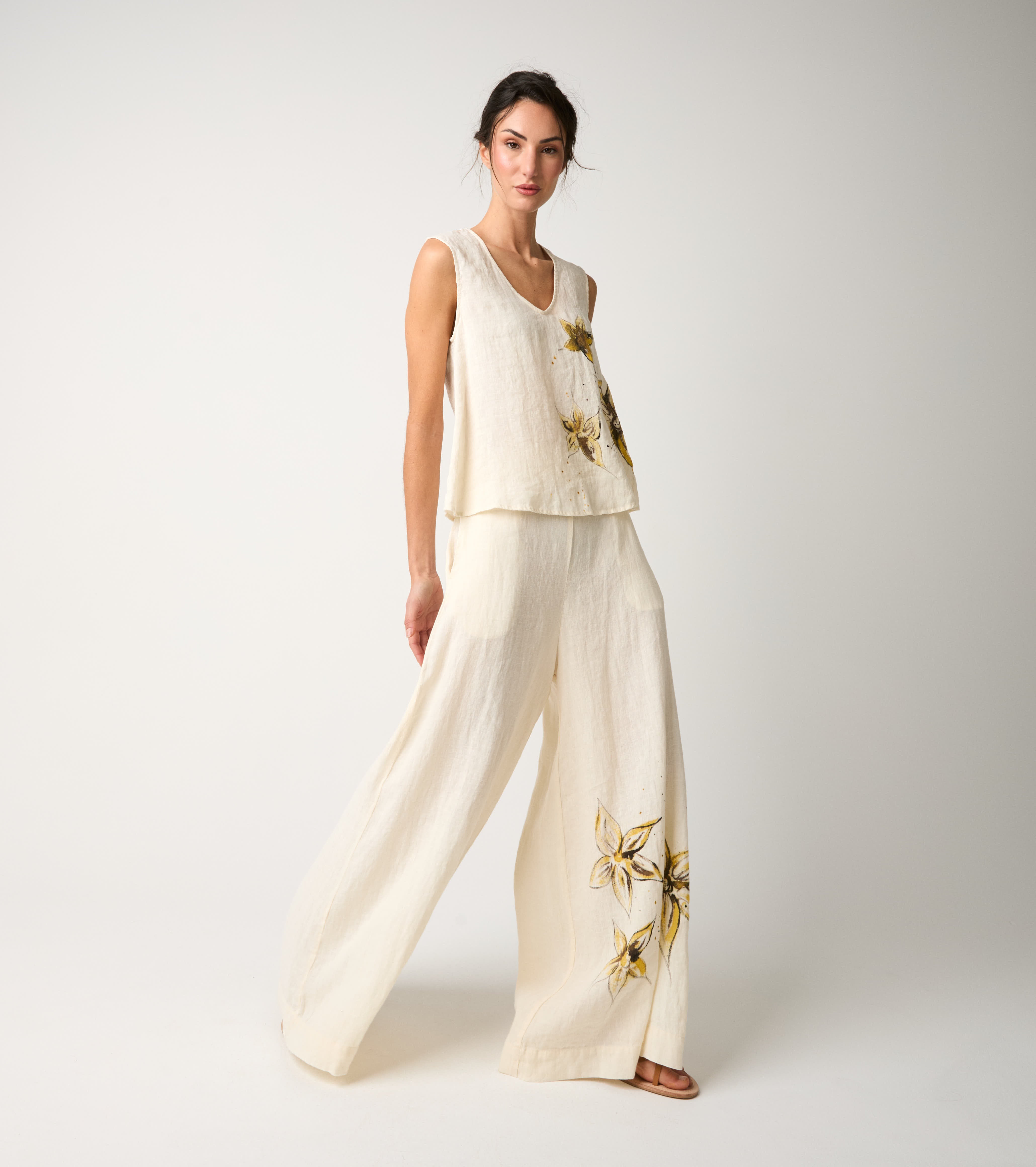 Pantaloni con stampa floreale fiori