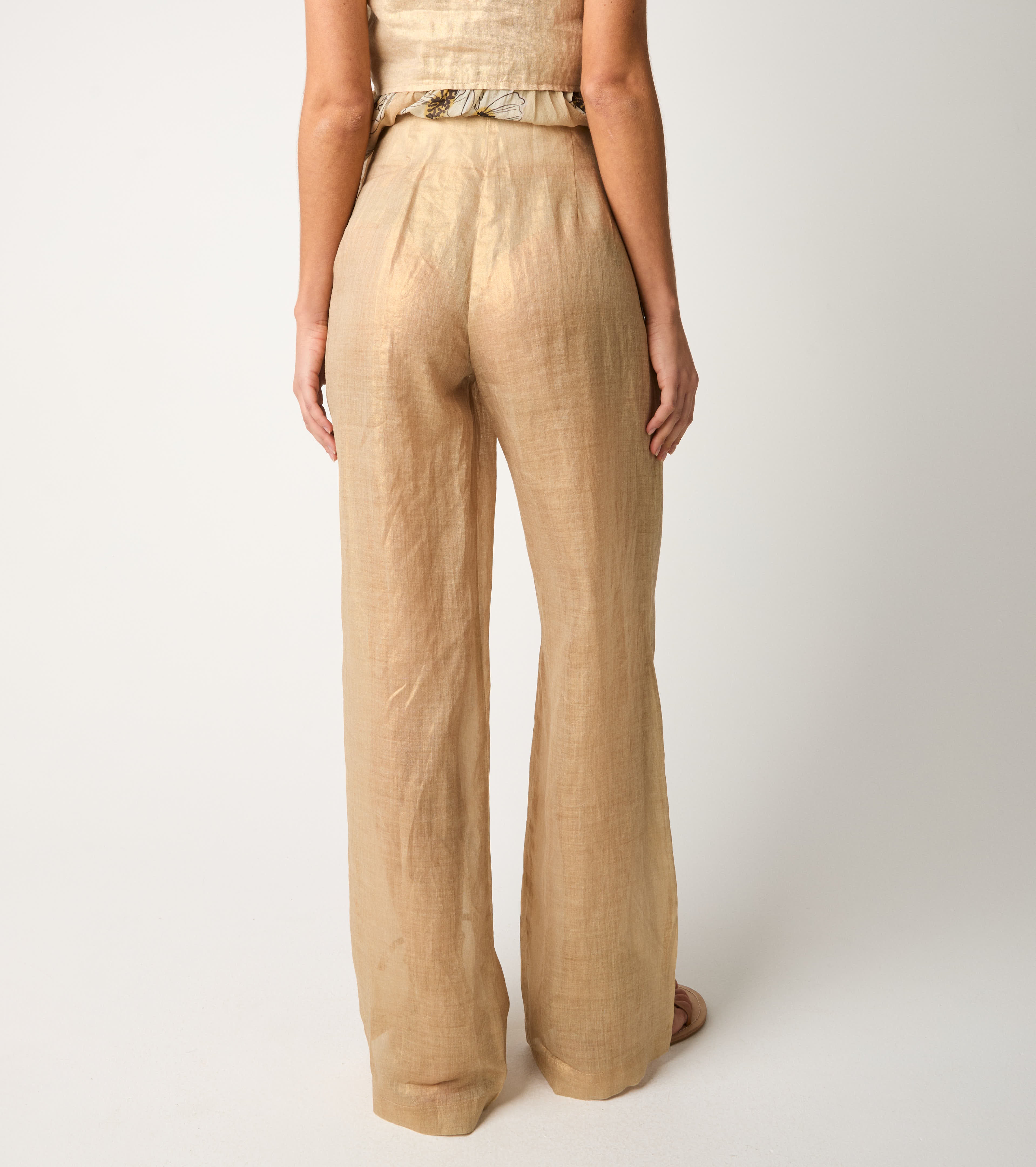 Pantaloni in raso con piega gold