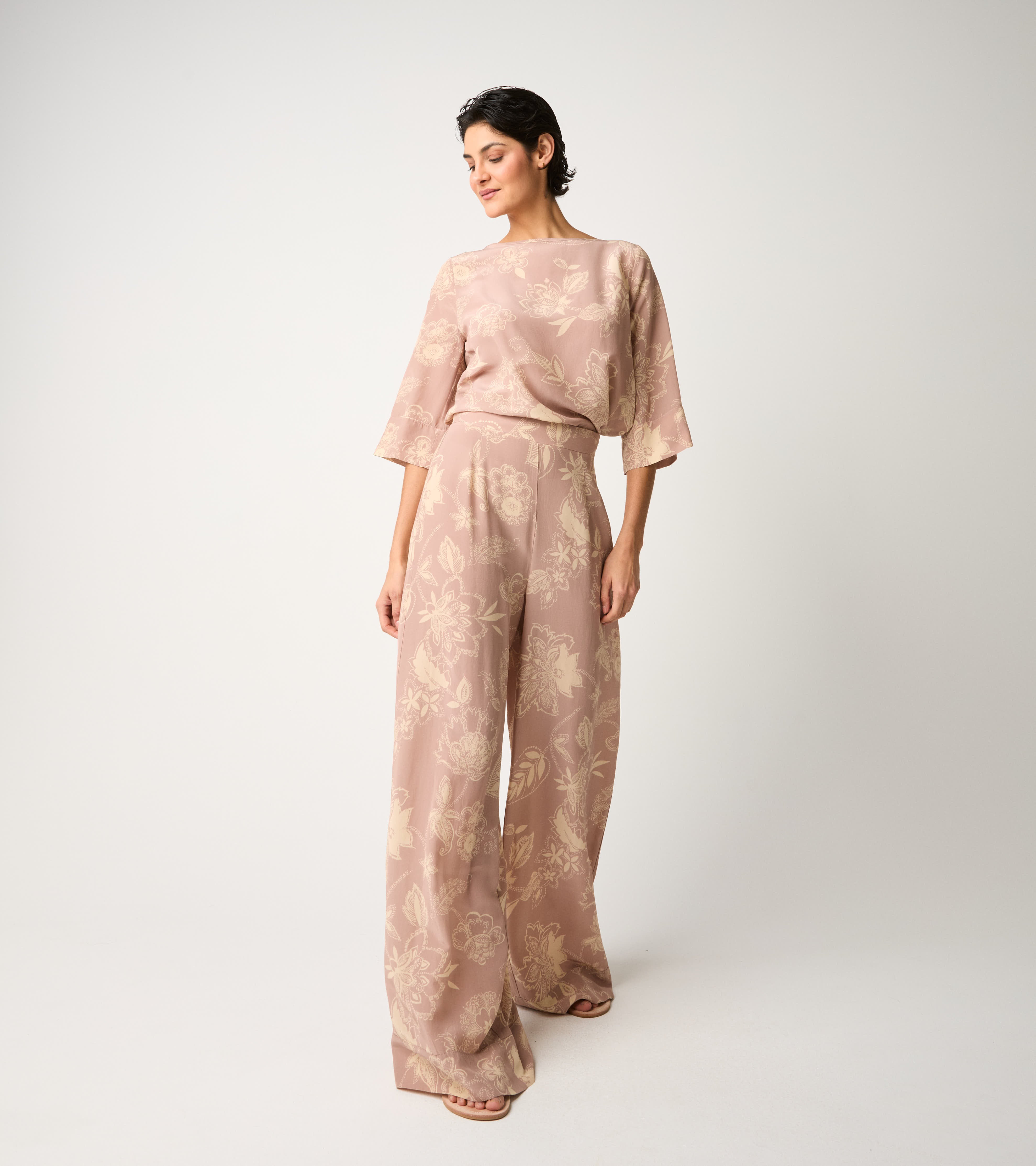 Pantaloni con stampa paisley floreale fiore