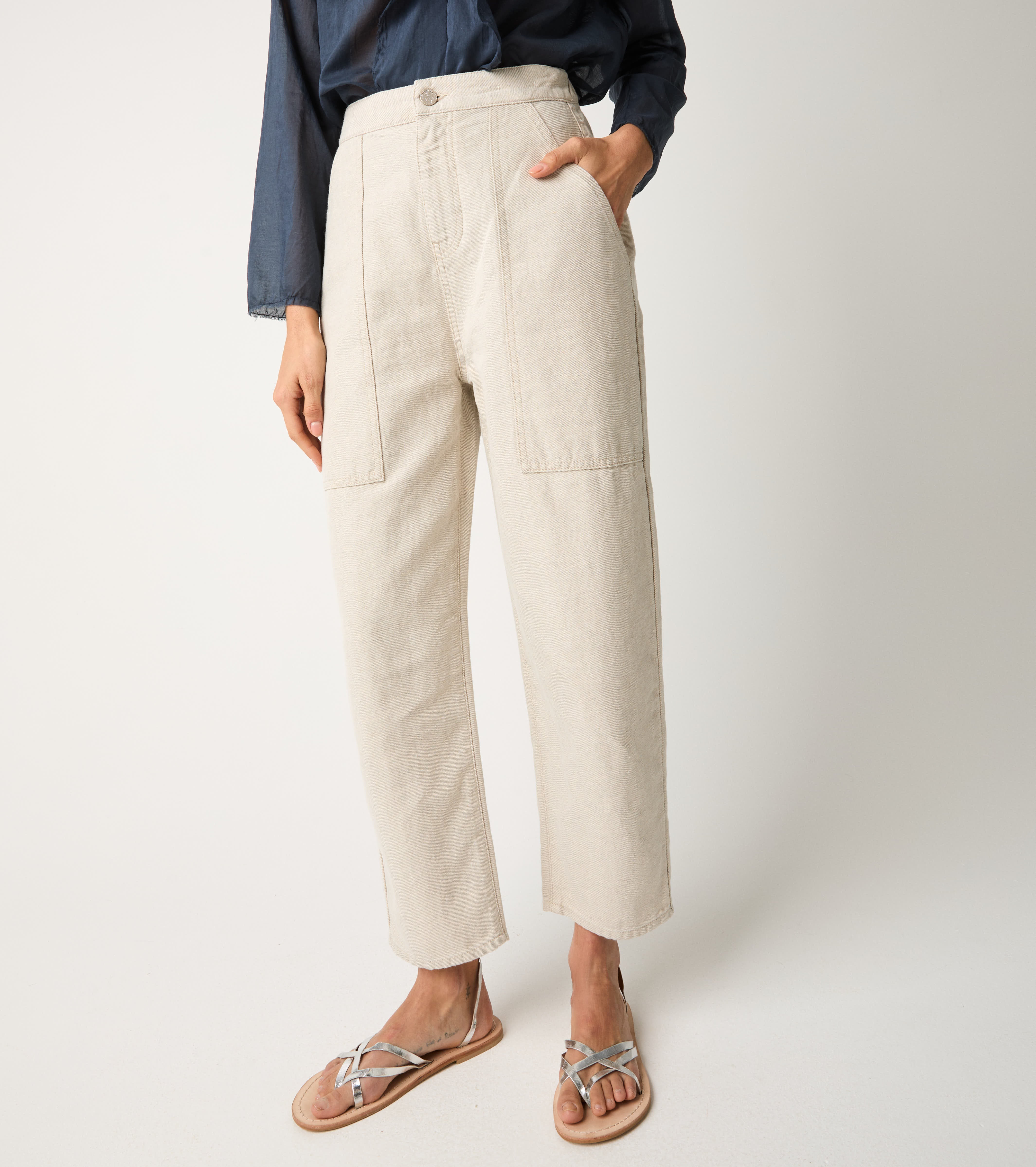 Jeans cropped a vita alta chantilly