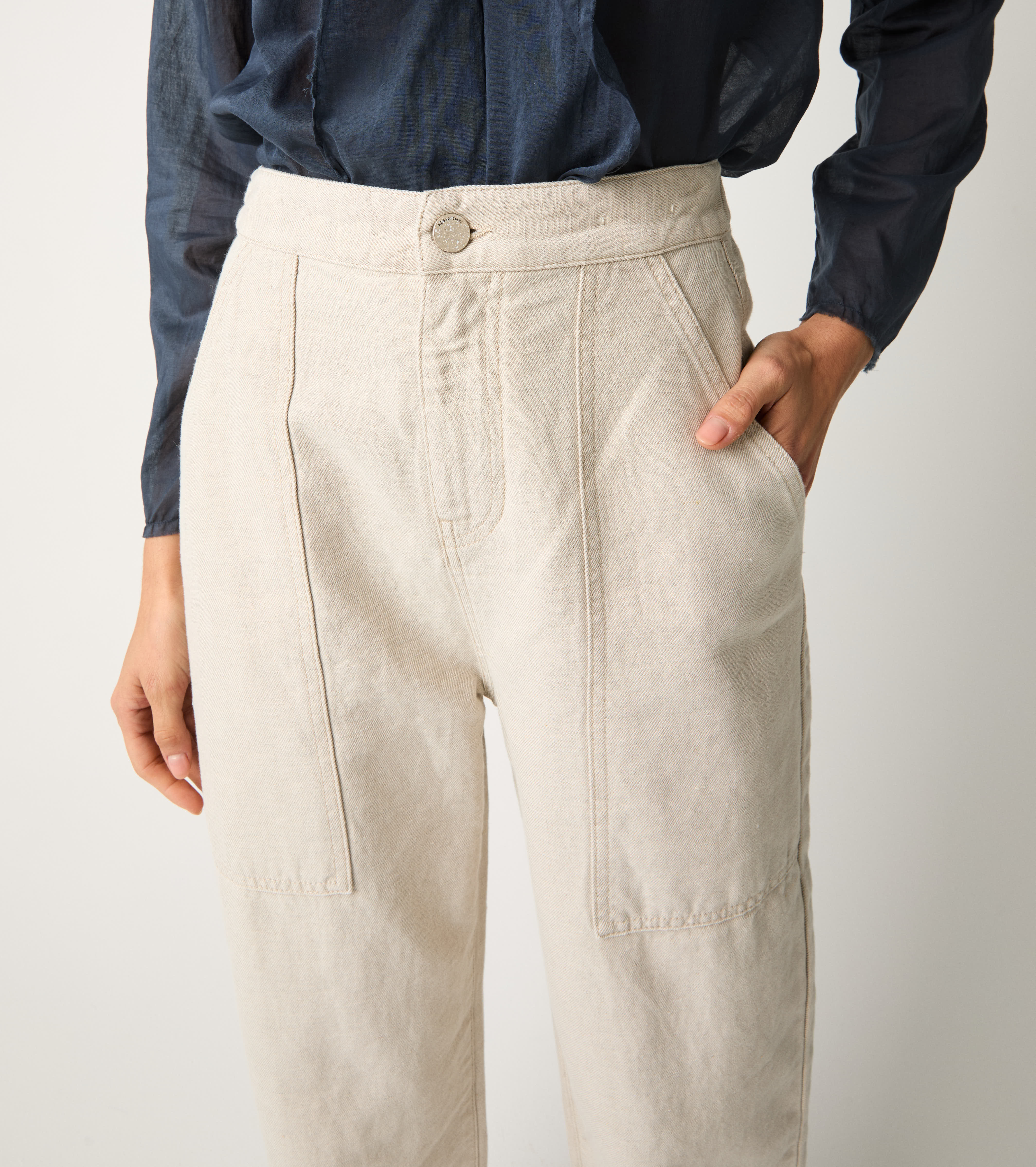 Jeans cropped a vita alta chantilly