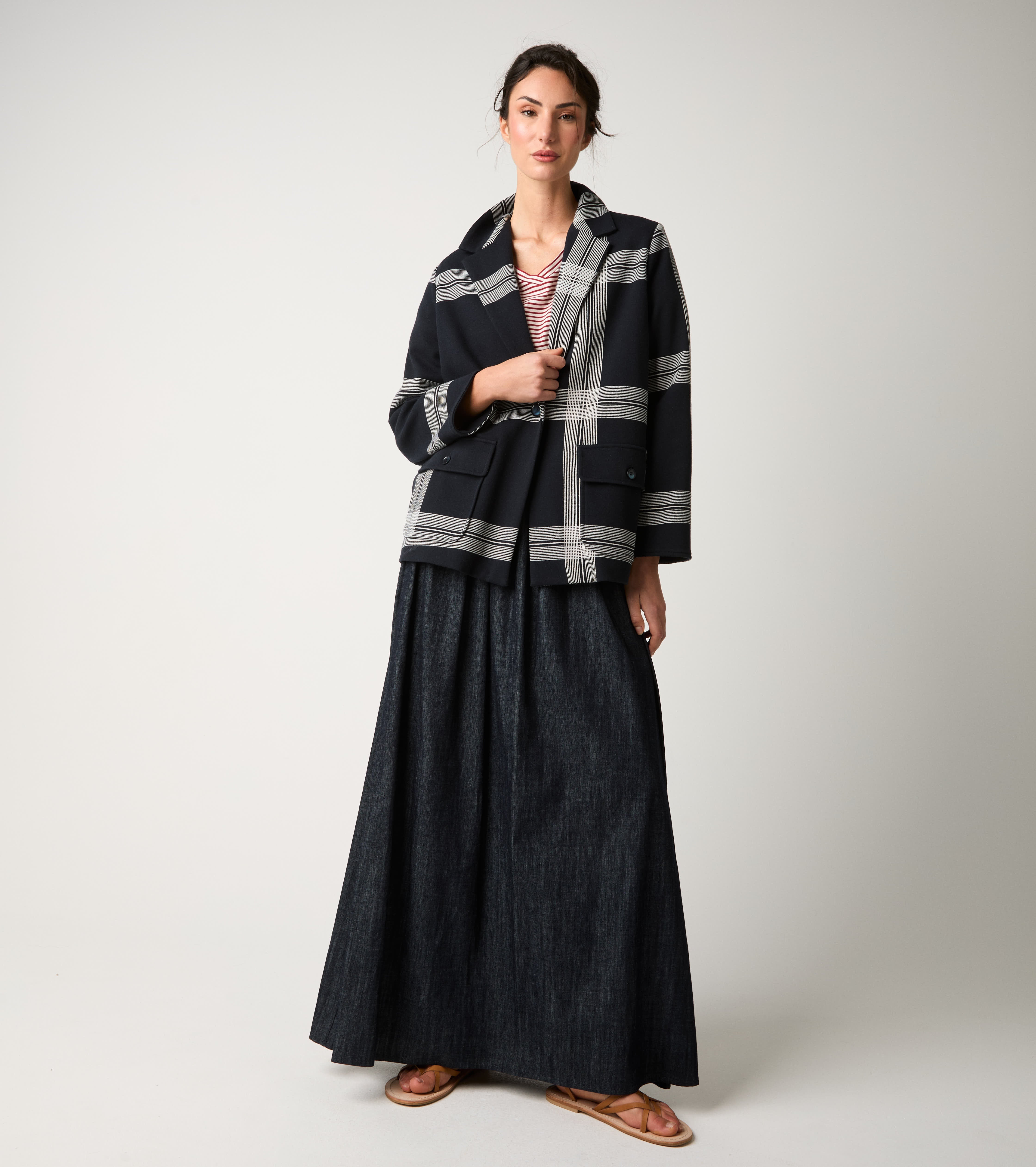 Blazer monopetto in cotone check check