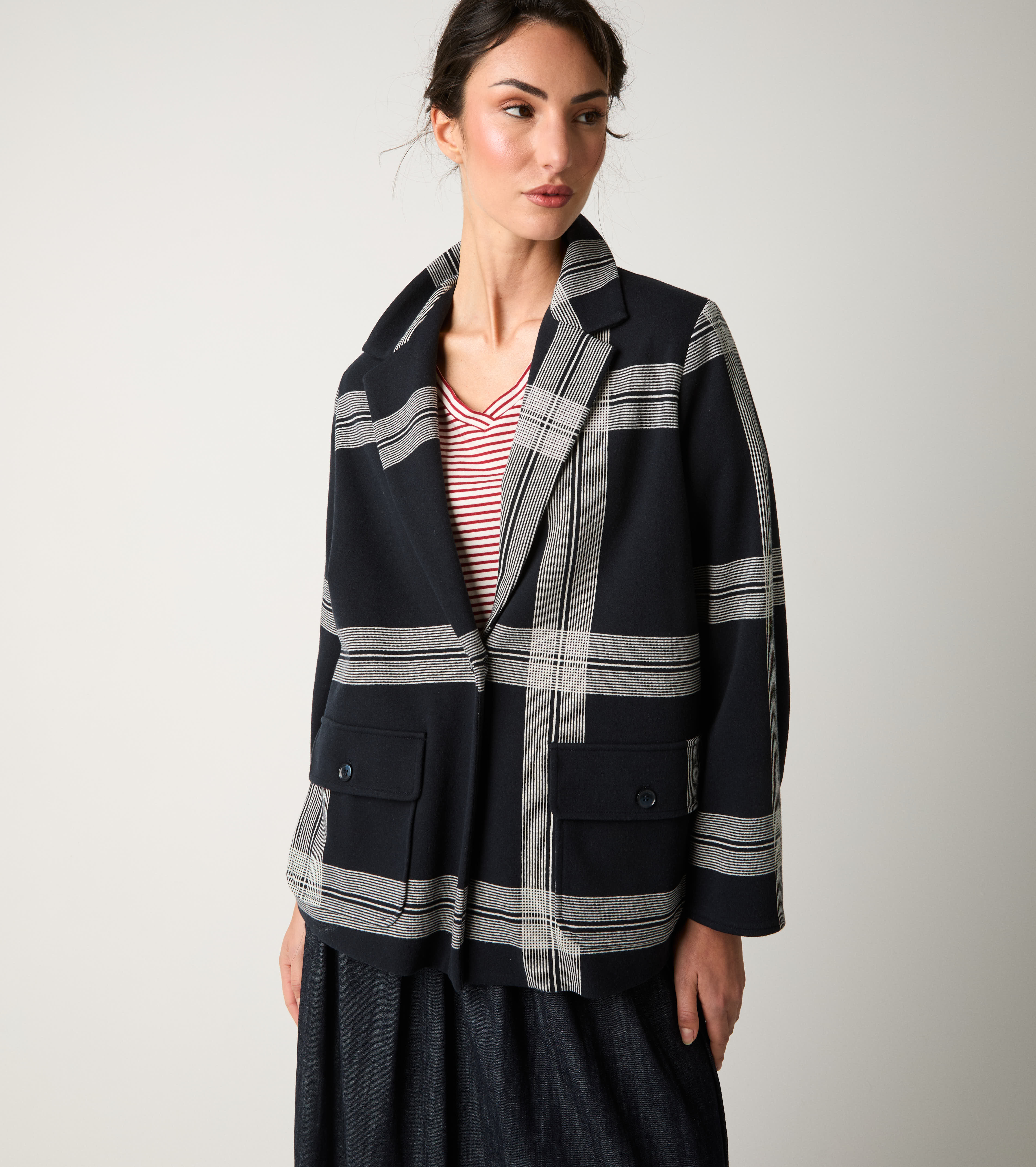 Blazer monopetto in cotone check check