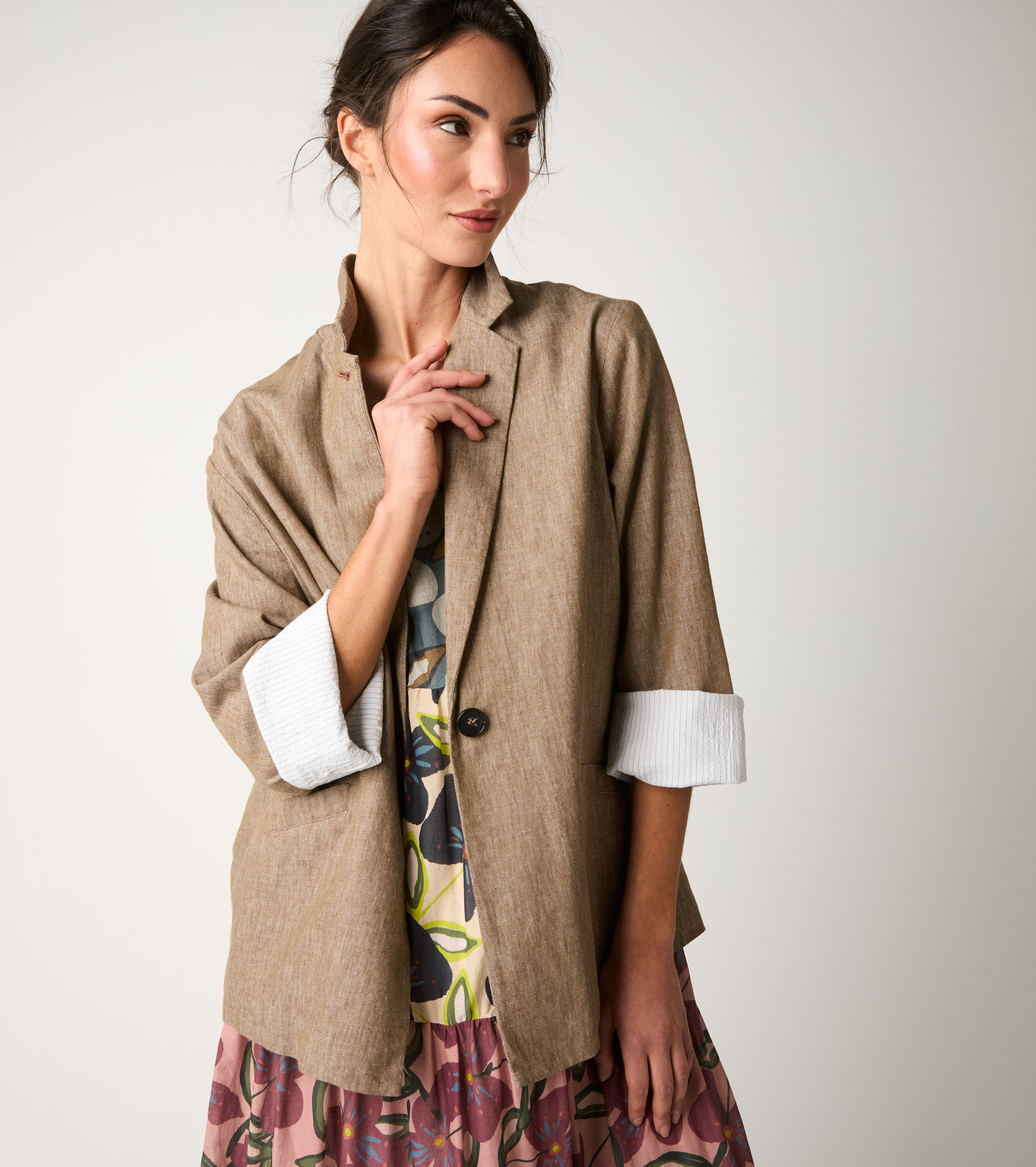 Blazer monopetto con revers classico castoro