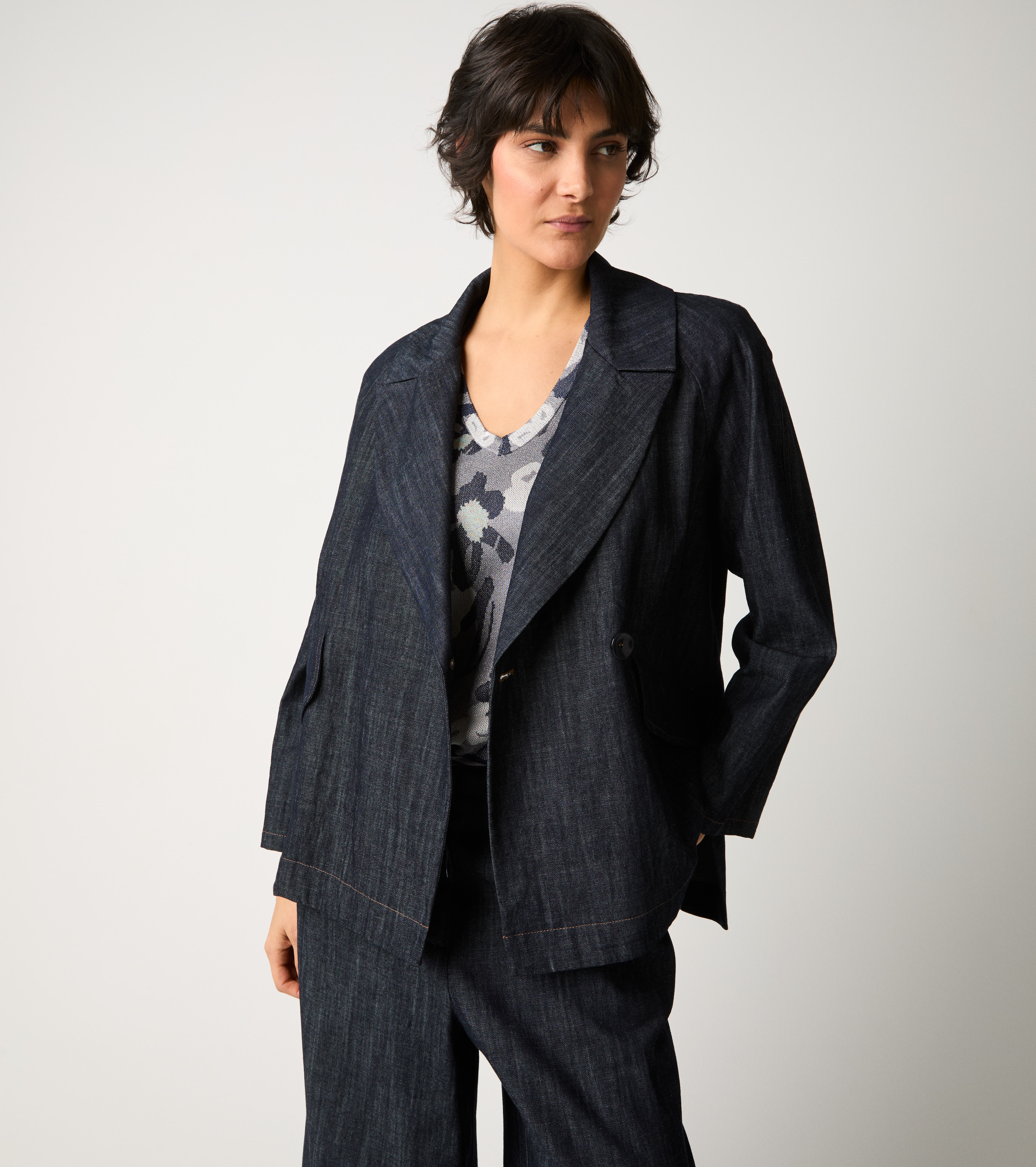 Blazer doppiopetto in denim unico