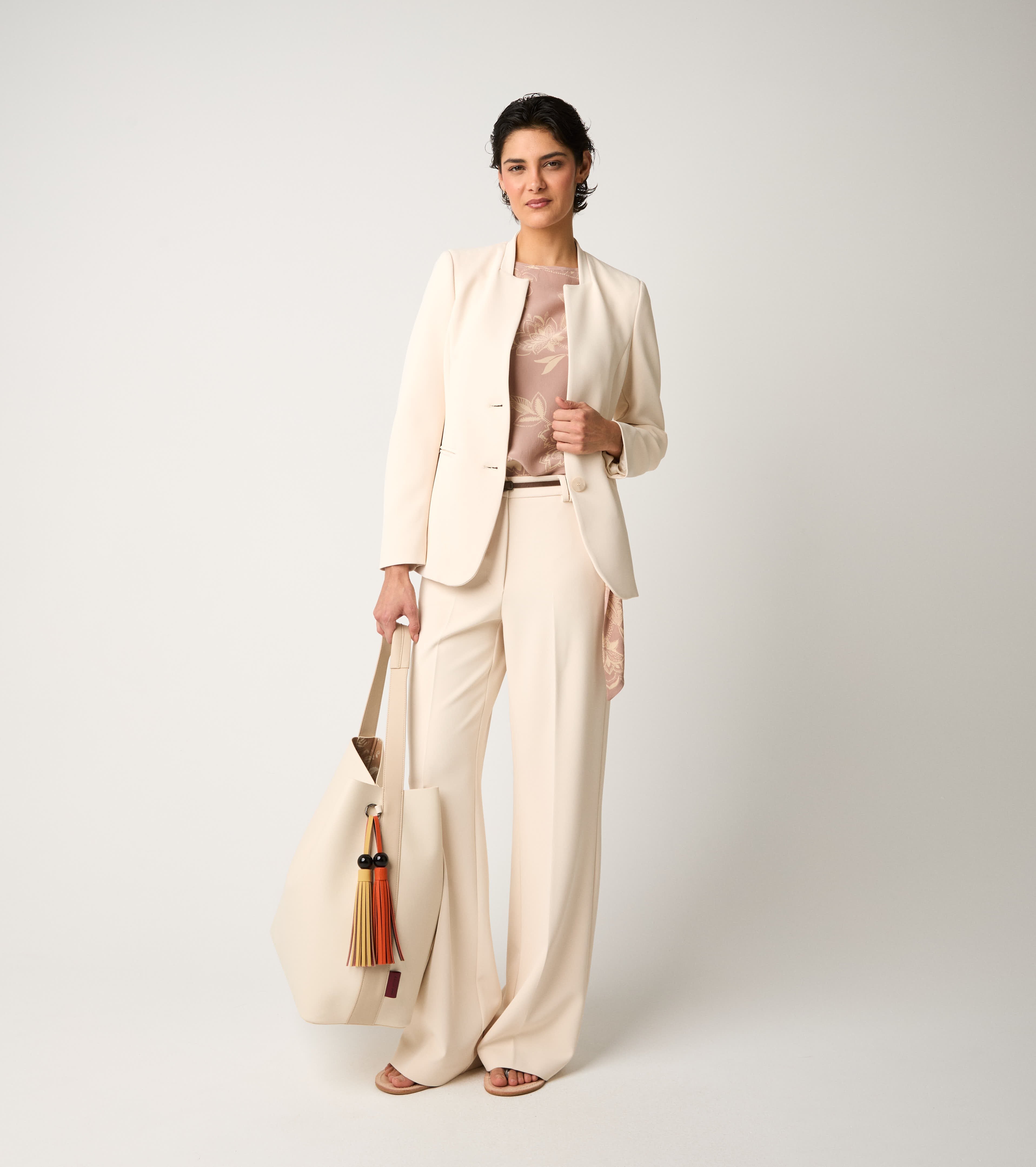 Blazer monopetto con scollo a V  champagne