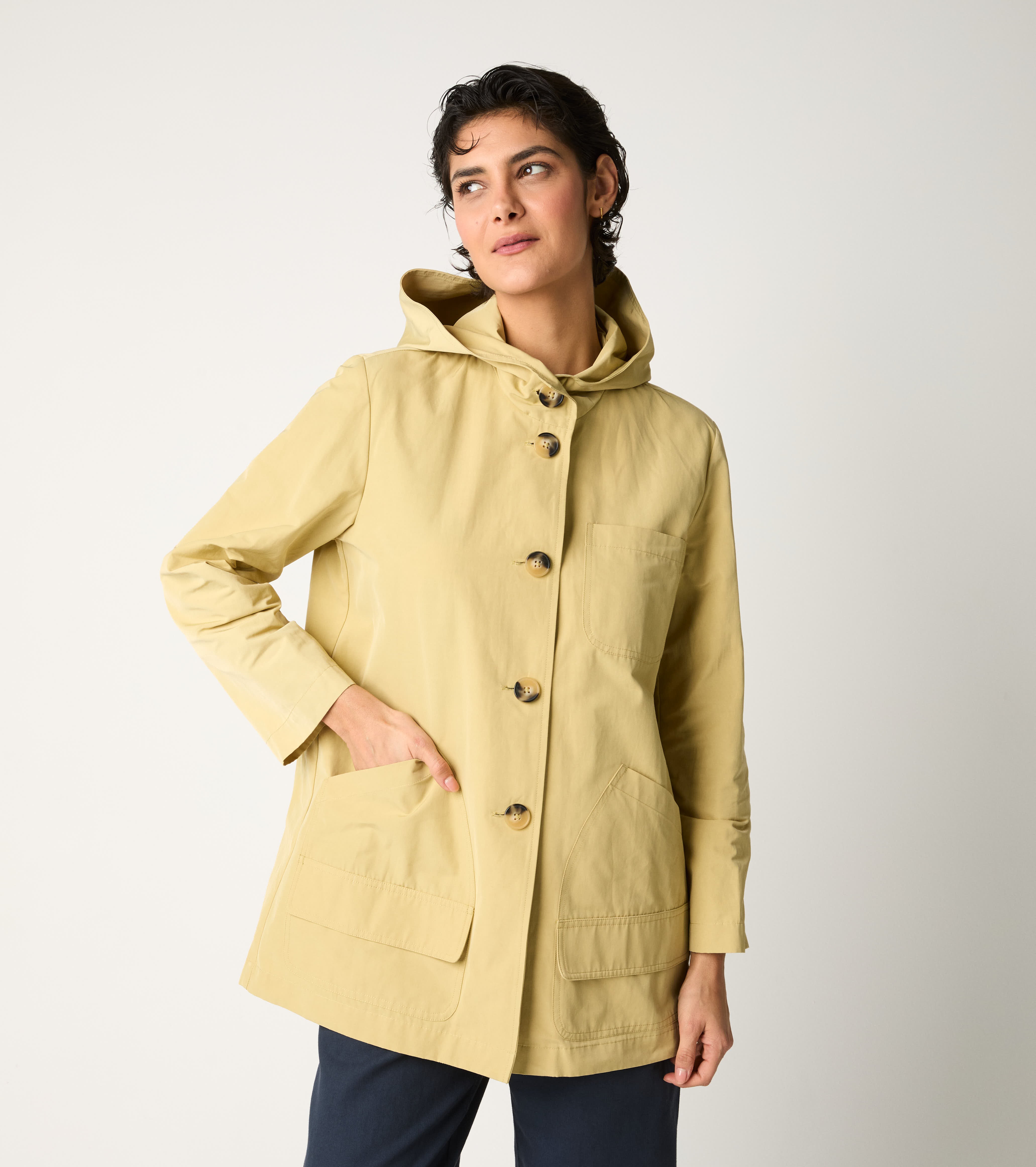 Cotton parka with puffy hood