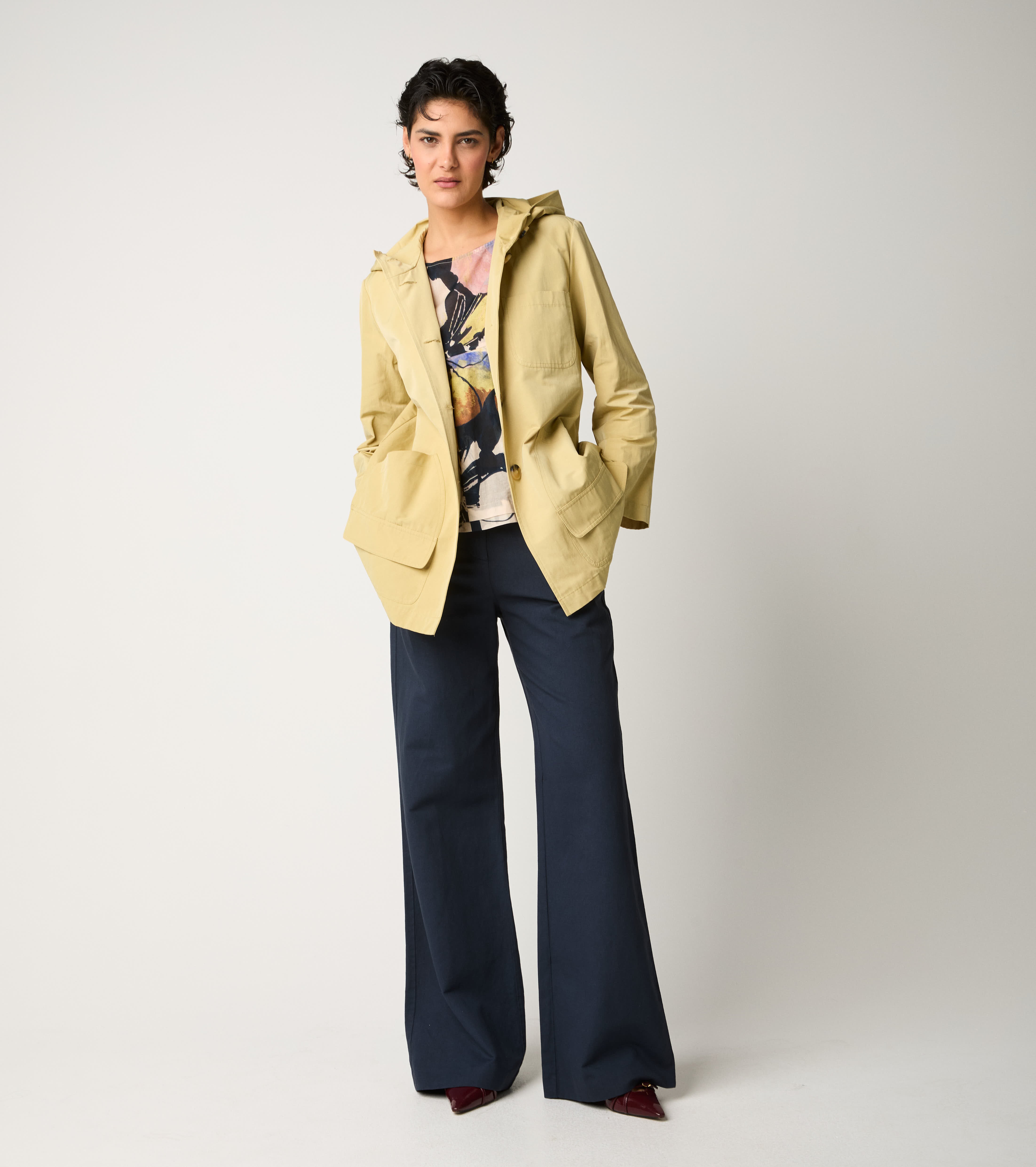 Cotton parka with puffy hood