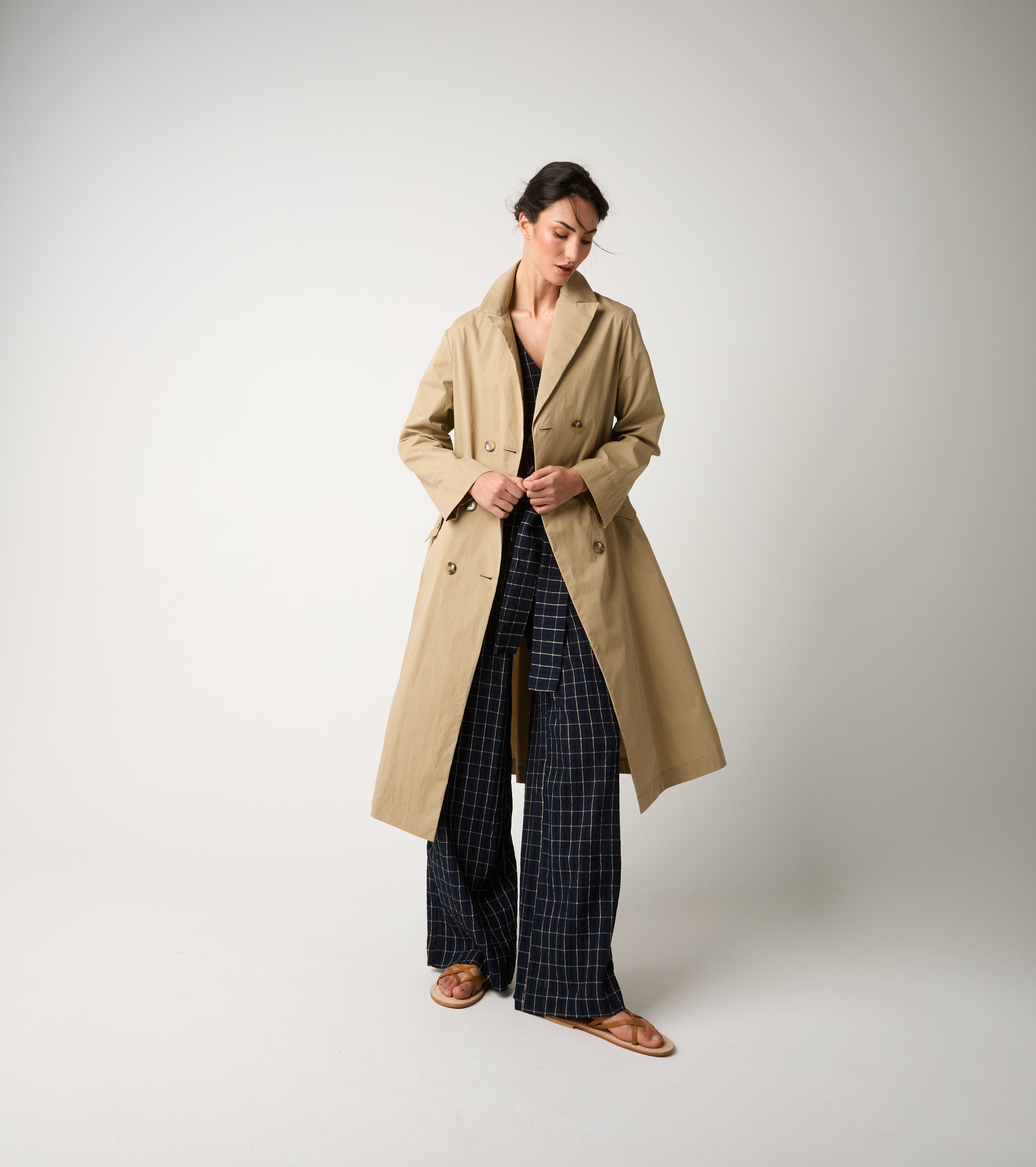 Trench doppiopetto antigoccia corda