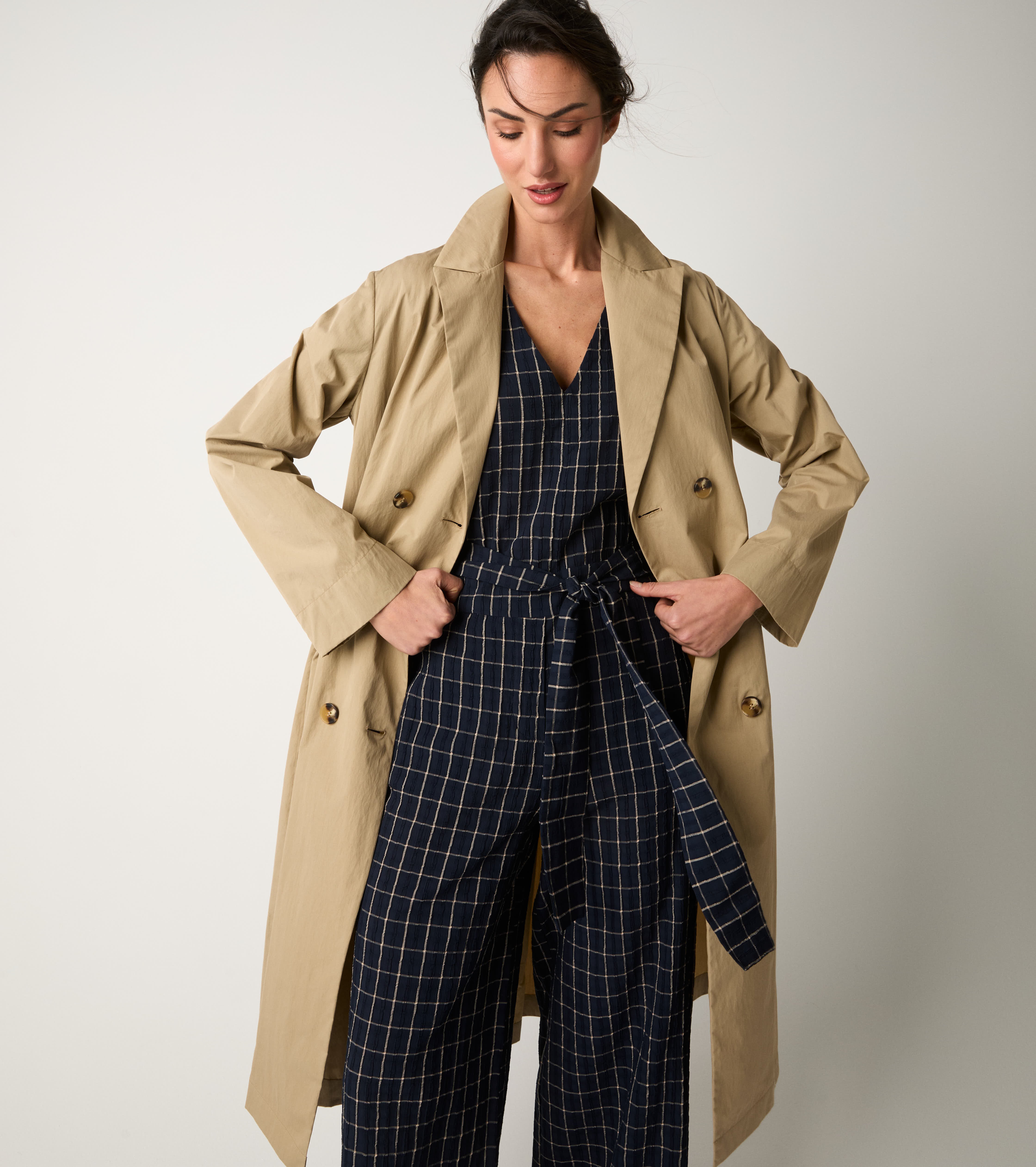 Trench doppiopetto antigoccia corda