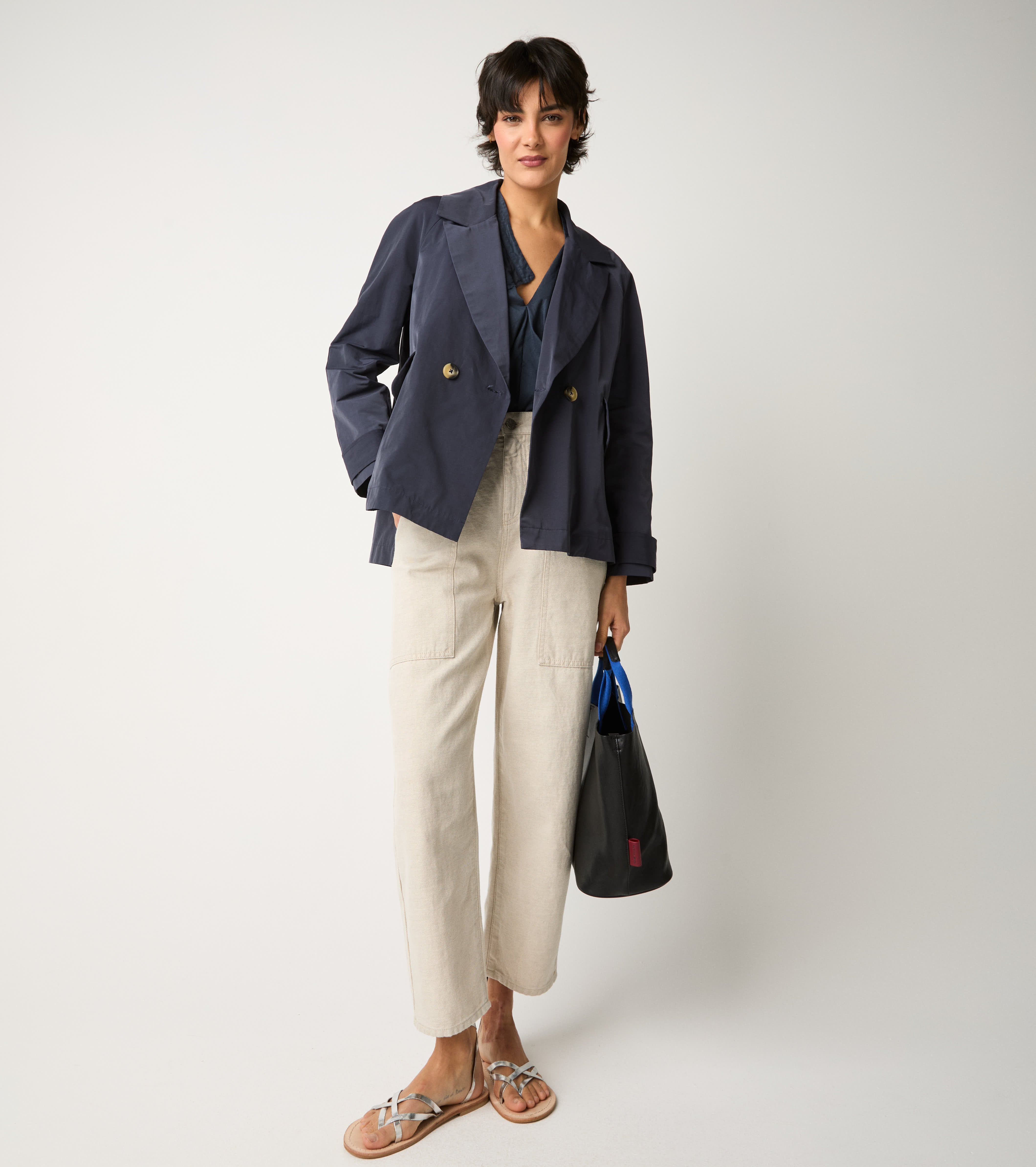 Caban doppiopetto con revers blu