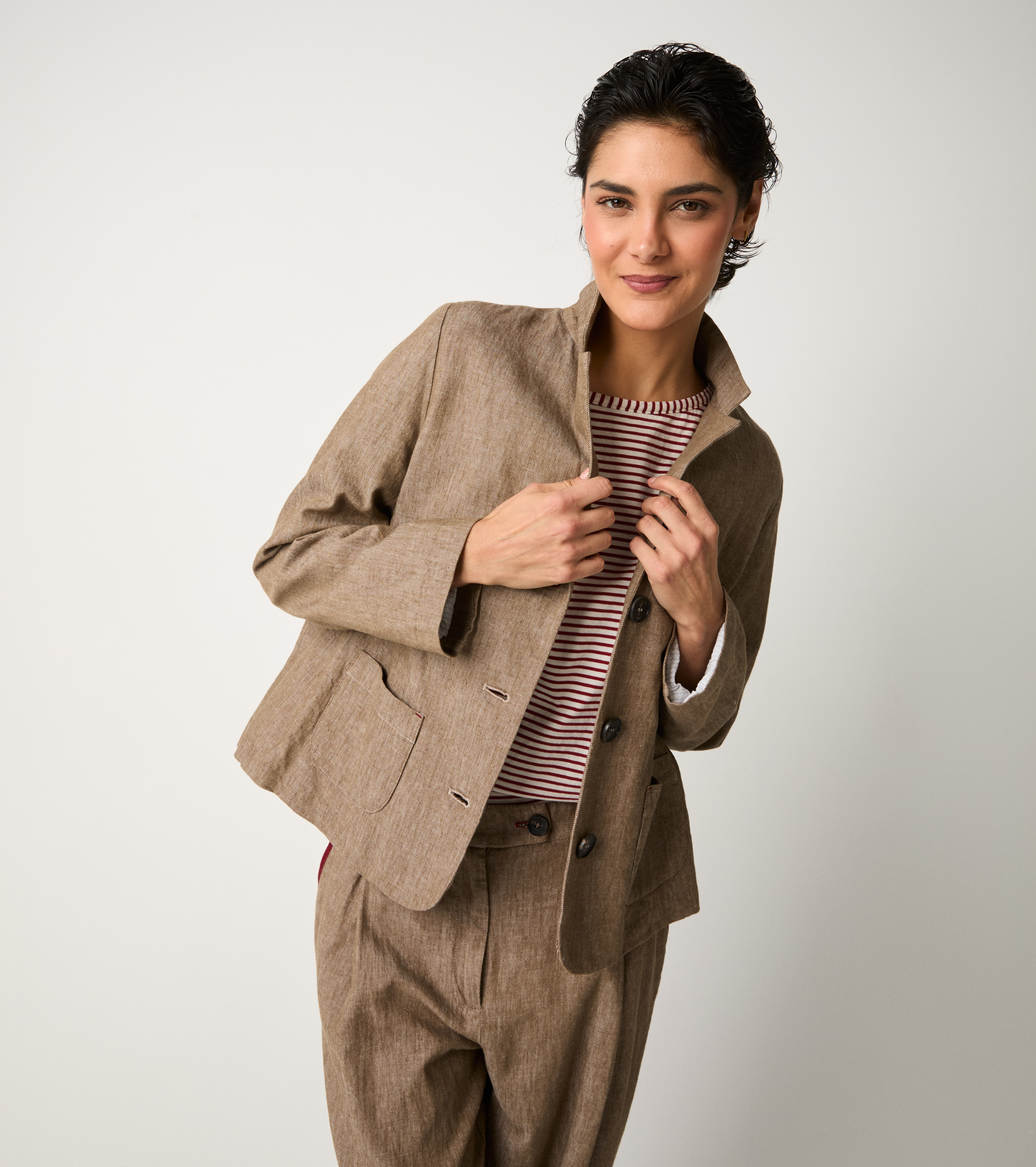 Beaver linen blend single-breasted blazer