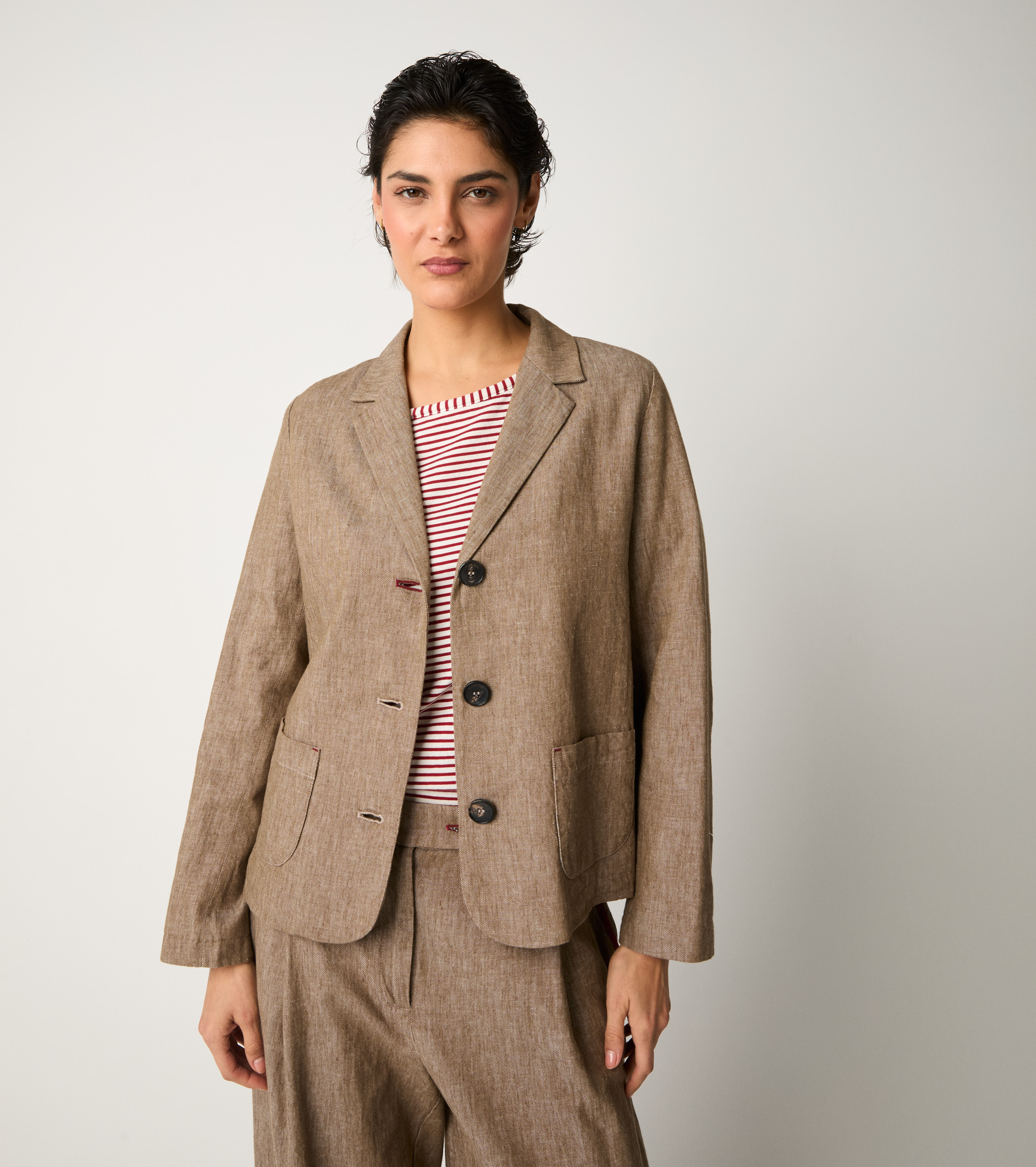 Beaver linen blend single-breasted blazer