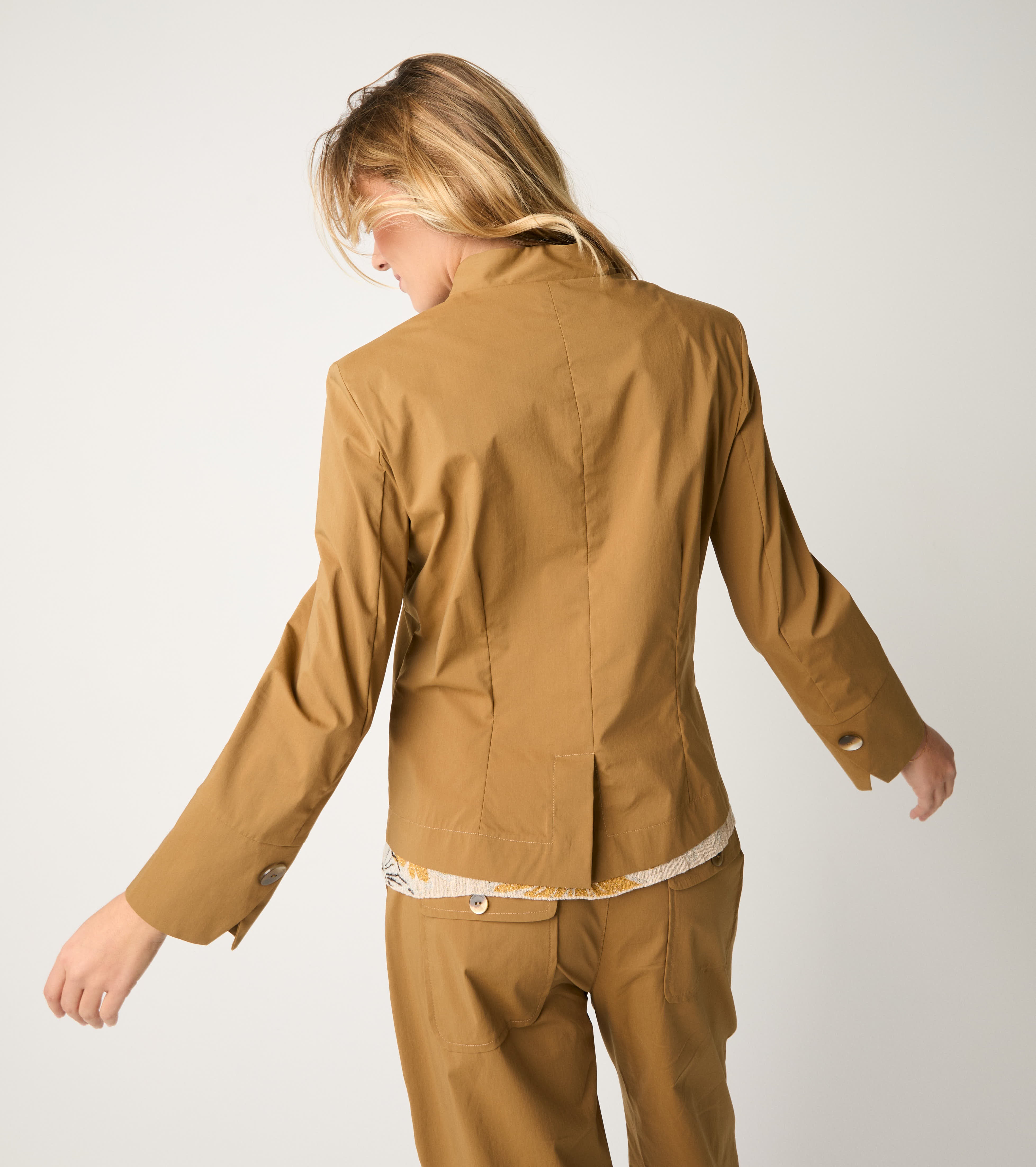 Stretch cotton jacket with ermine pockets