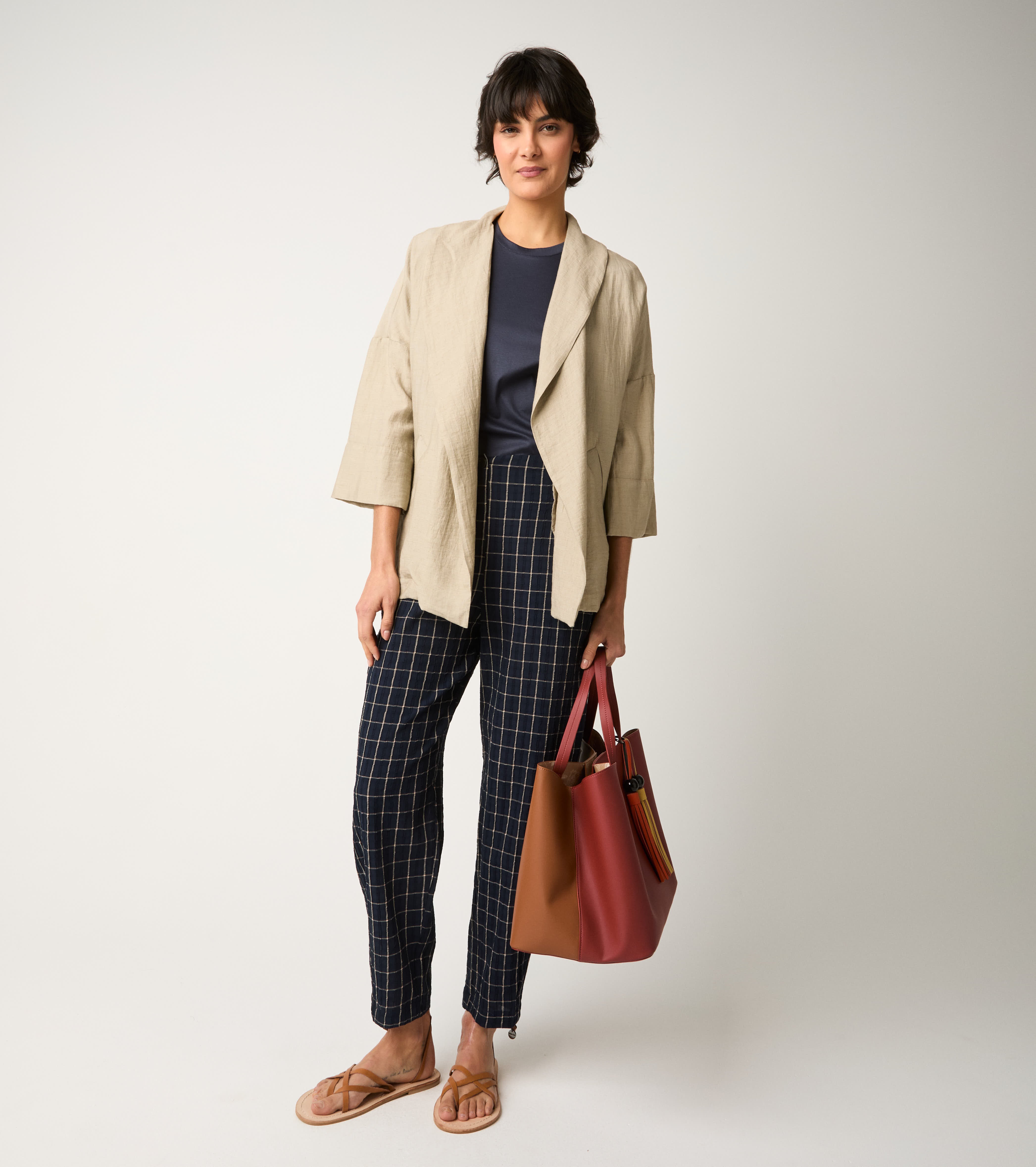 Jacket with three-quarter sleeves stoneware