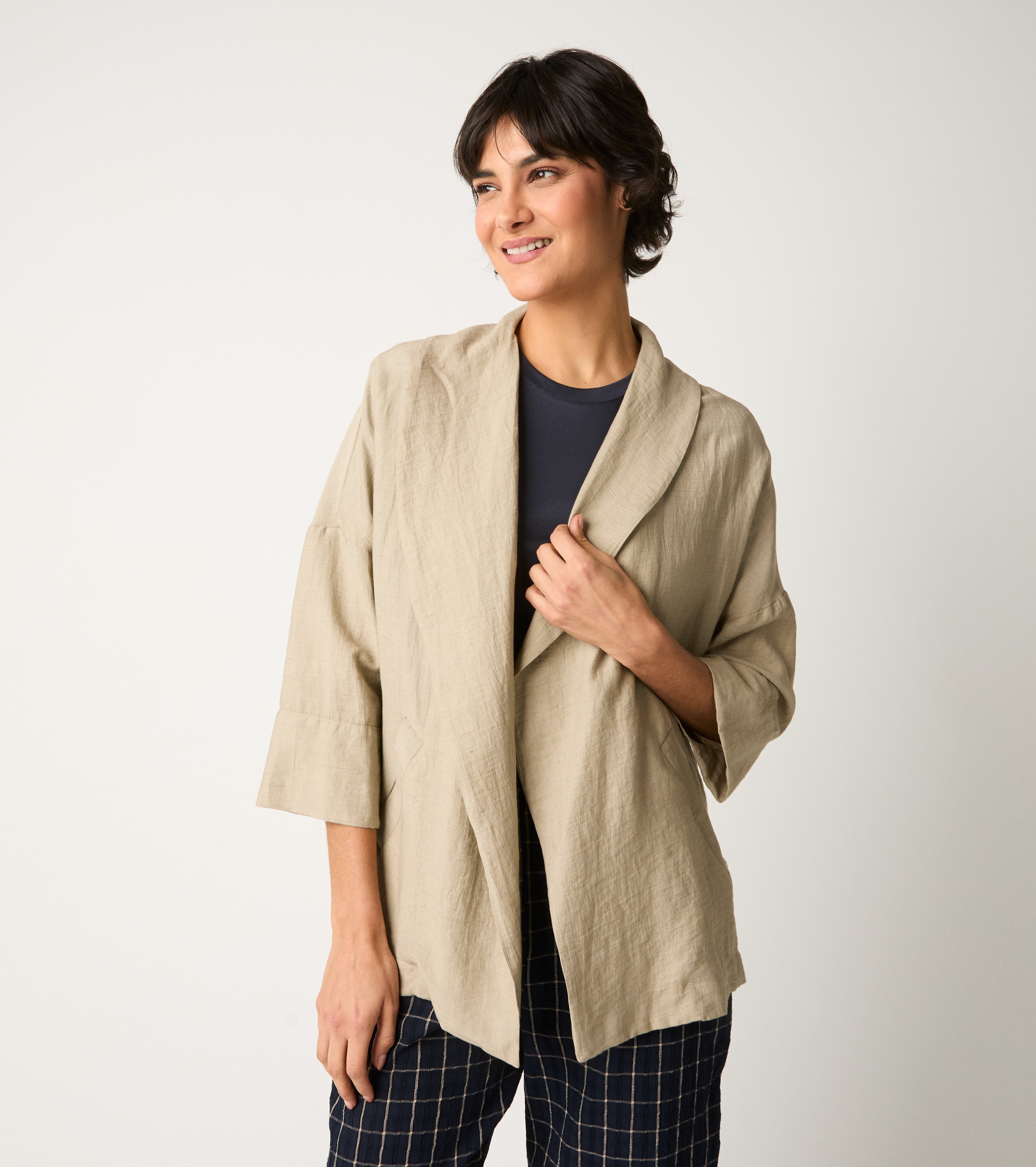 Jacket with three-quarter sleeves stoneware