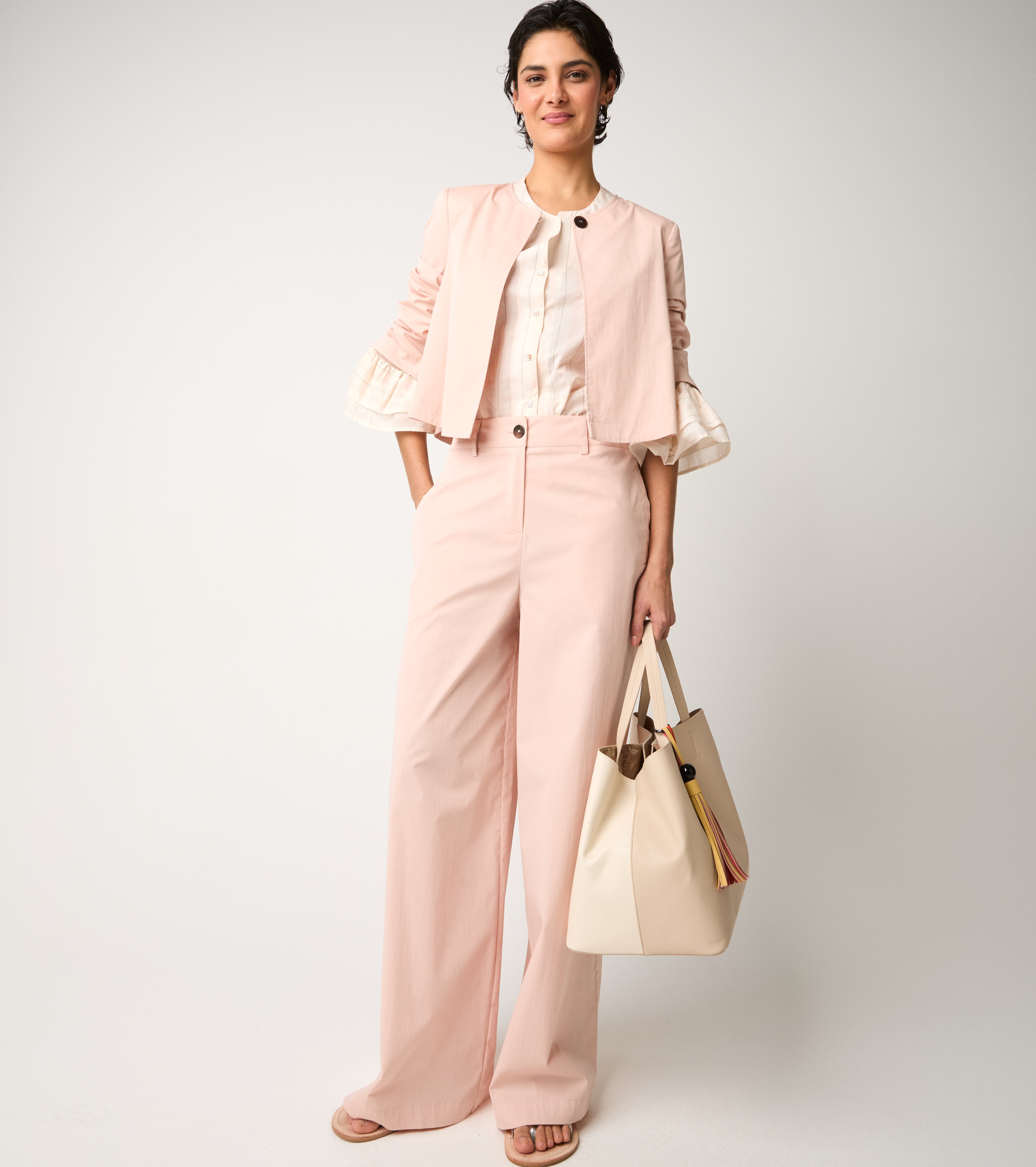 Giacca cropped con maniche a tre quarti blush