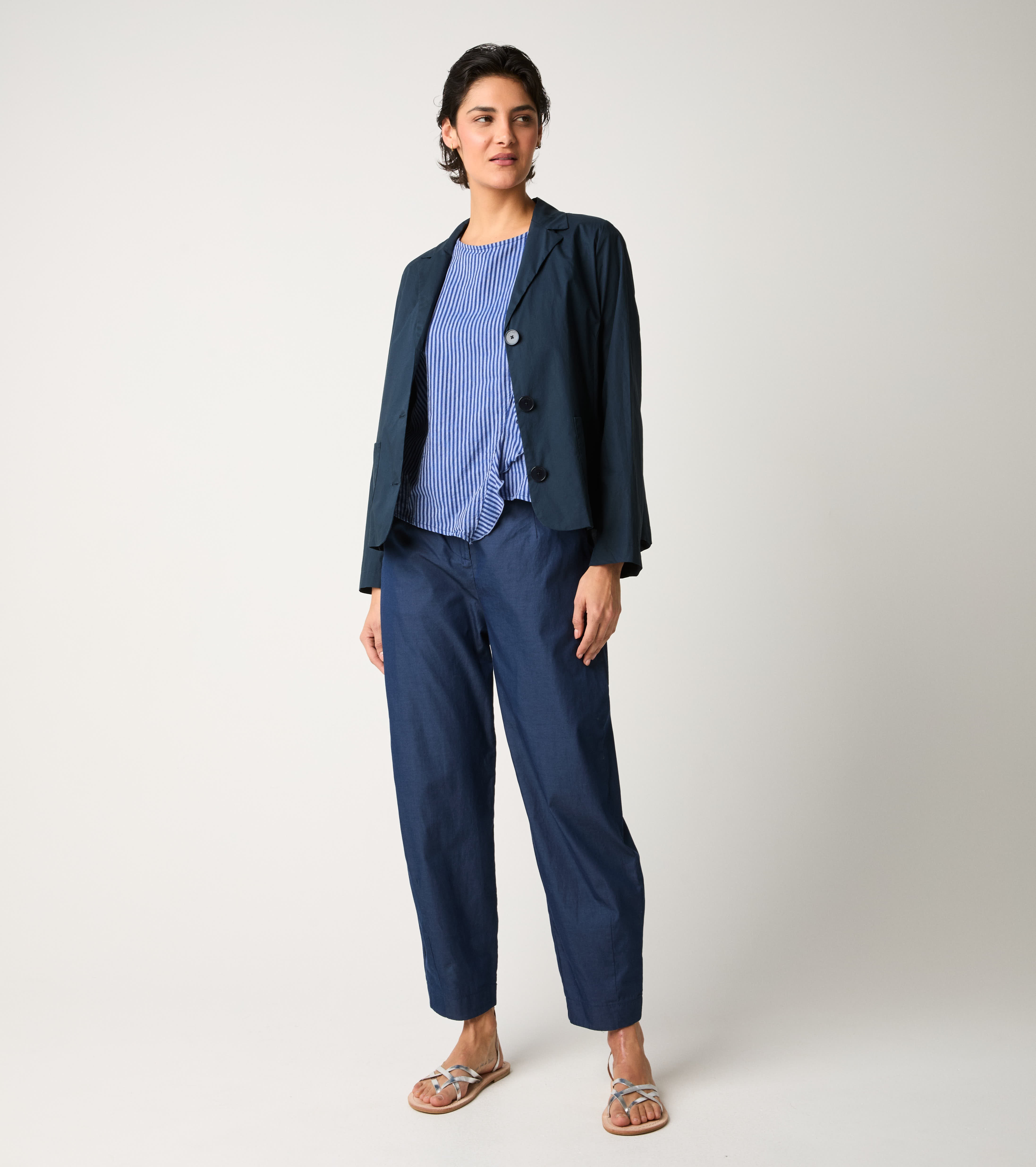 Blazer monopetto con tasche blu