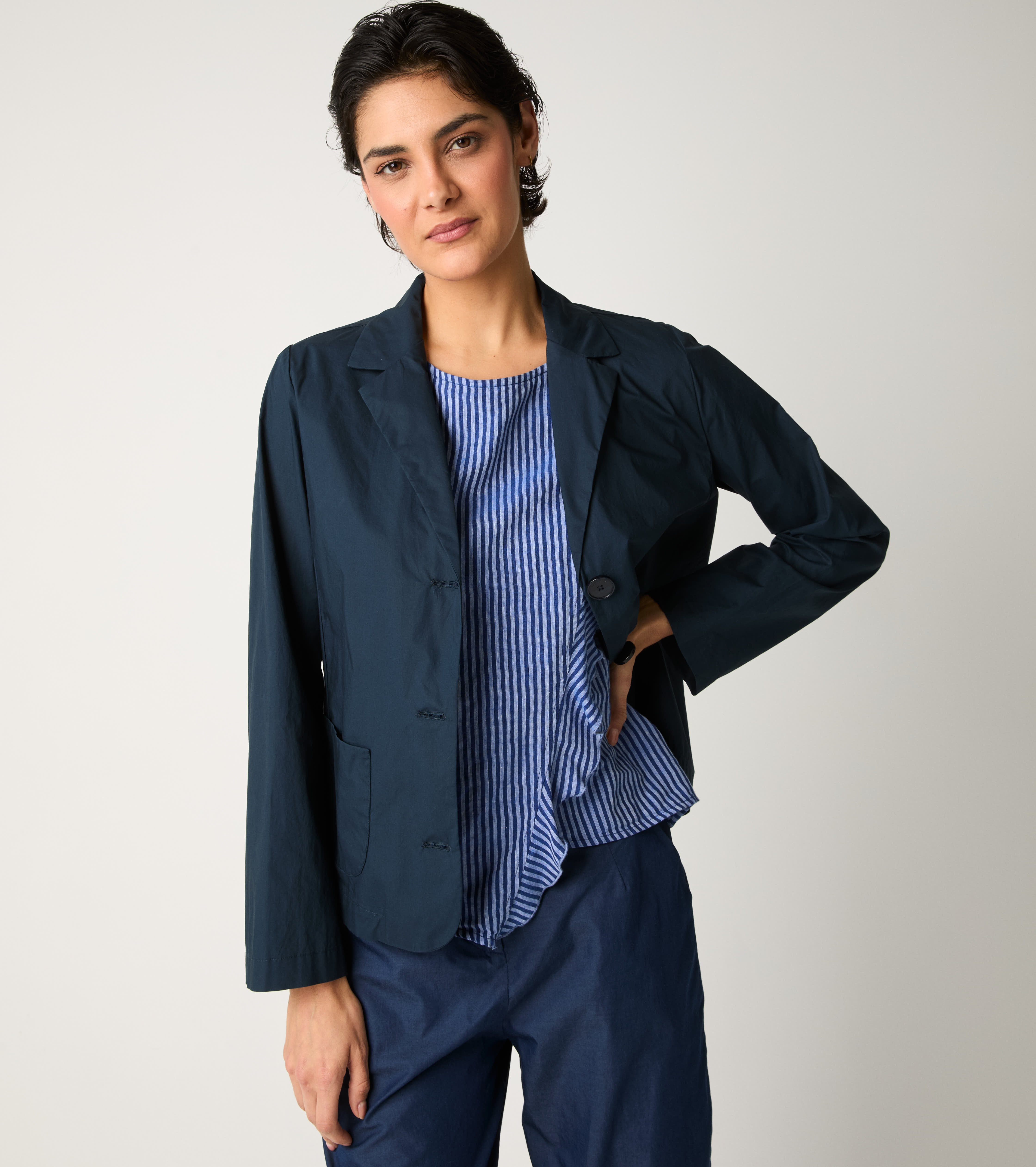 Blazer monopetto con tasche blu