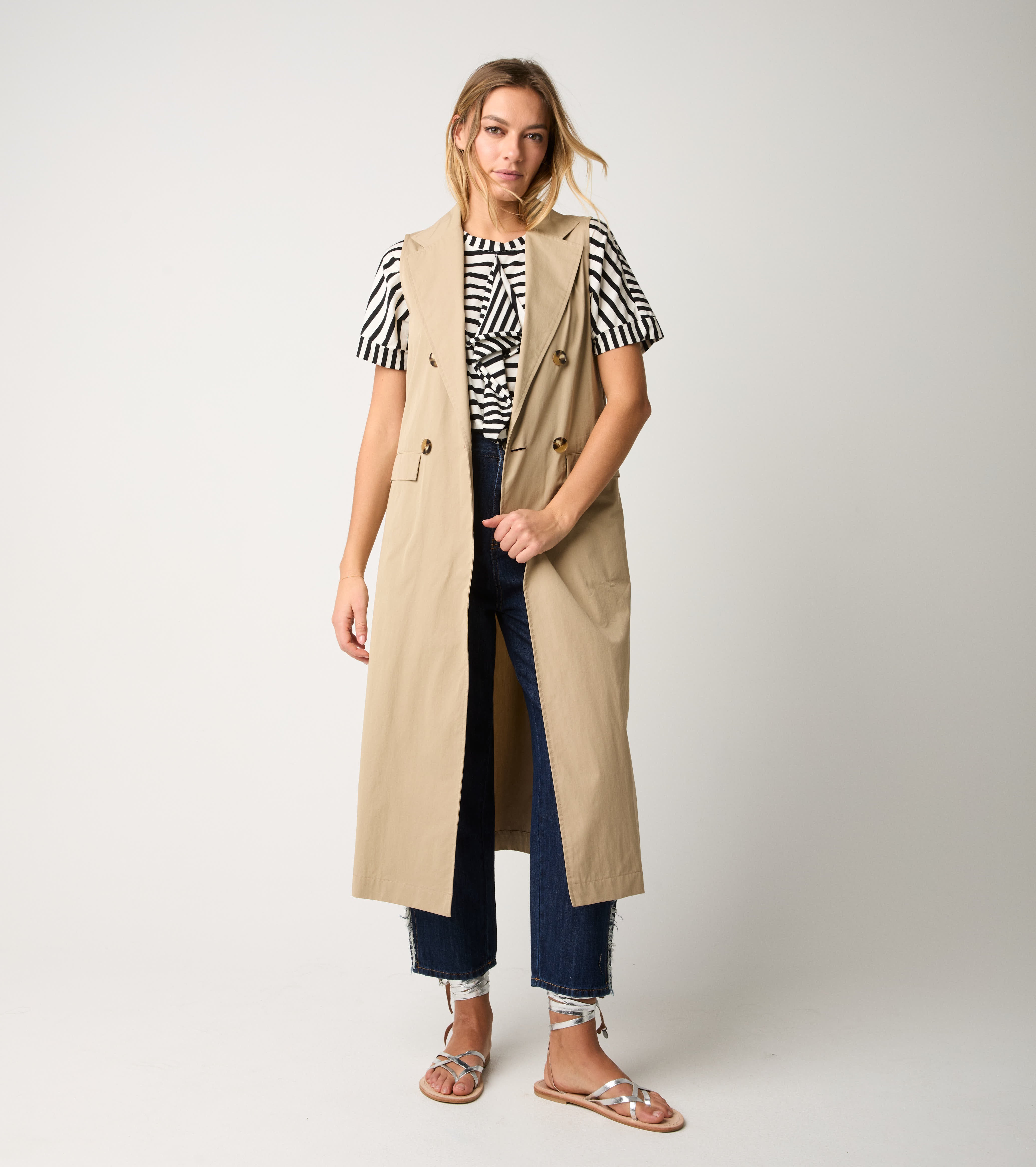 Gilet lungo in cotone antigoccia corda