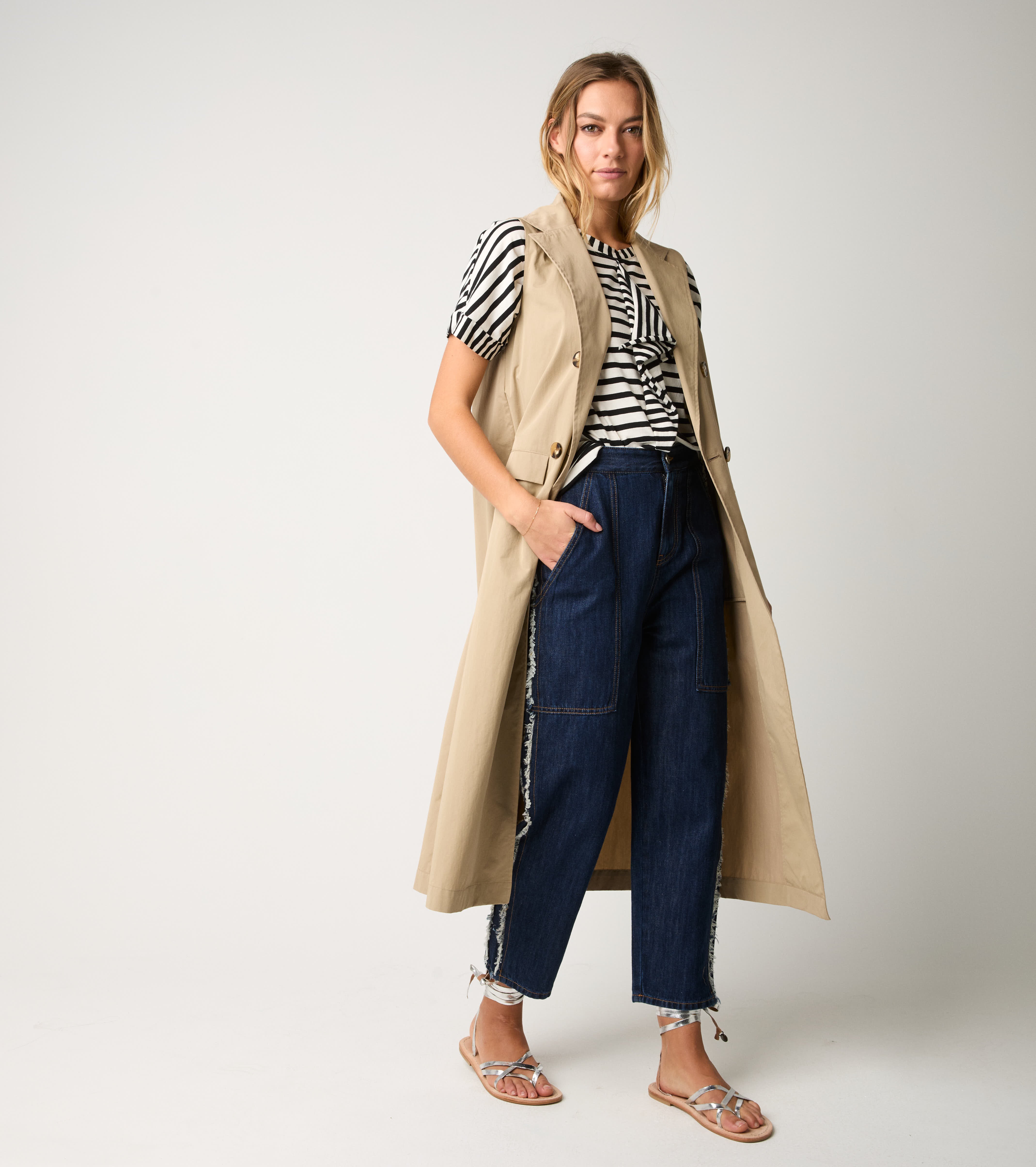 Gilet lungo in cotone antigoccia corda