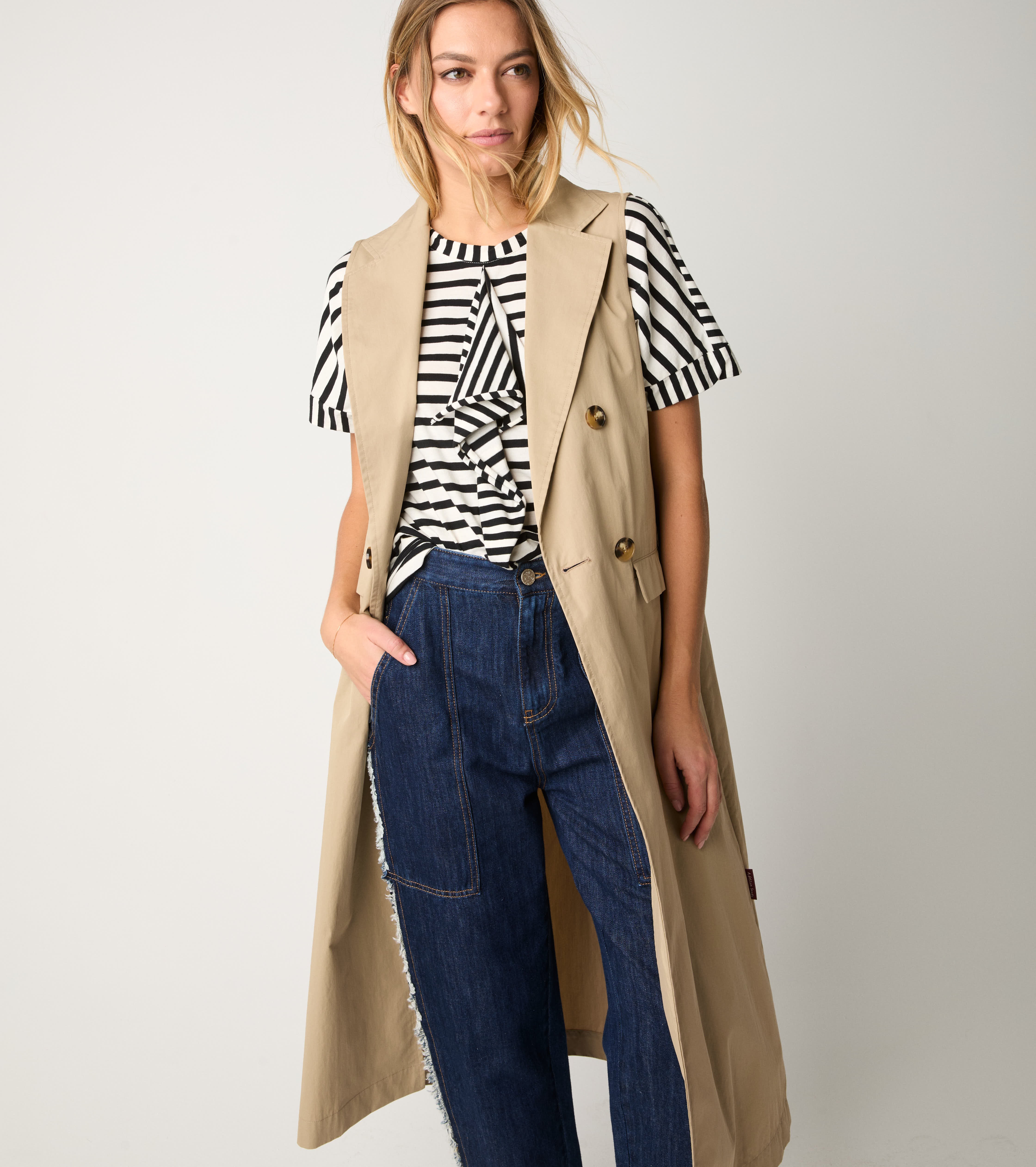 Gilet lungo in cotone antigoccia corda