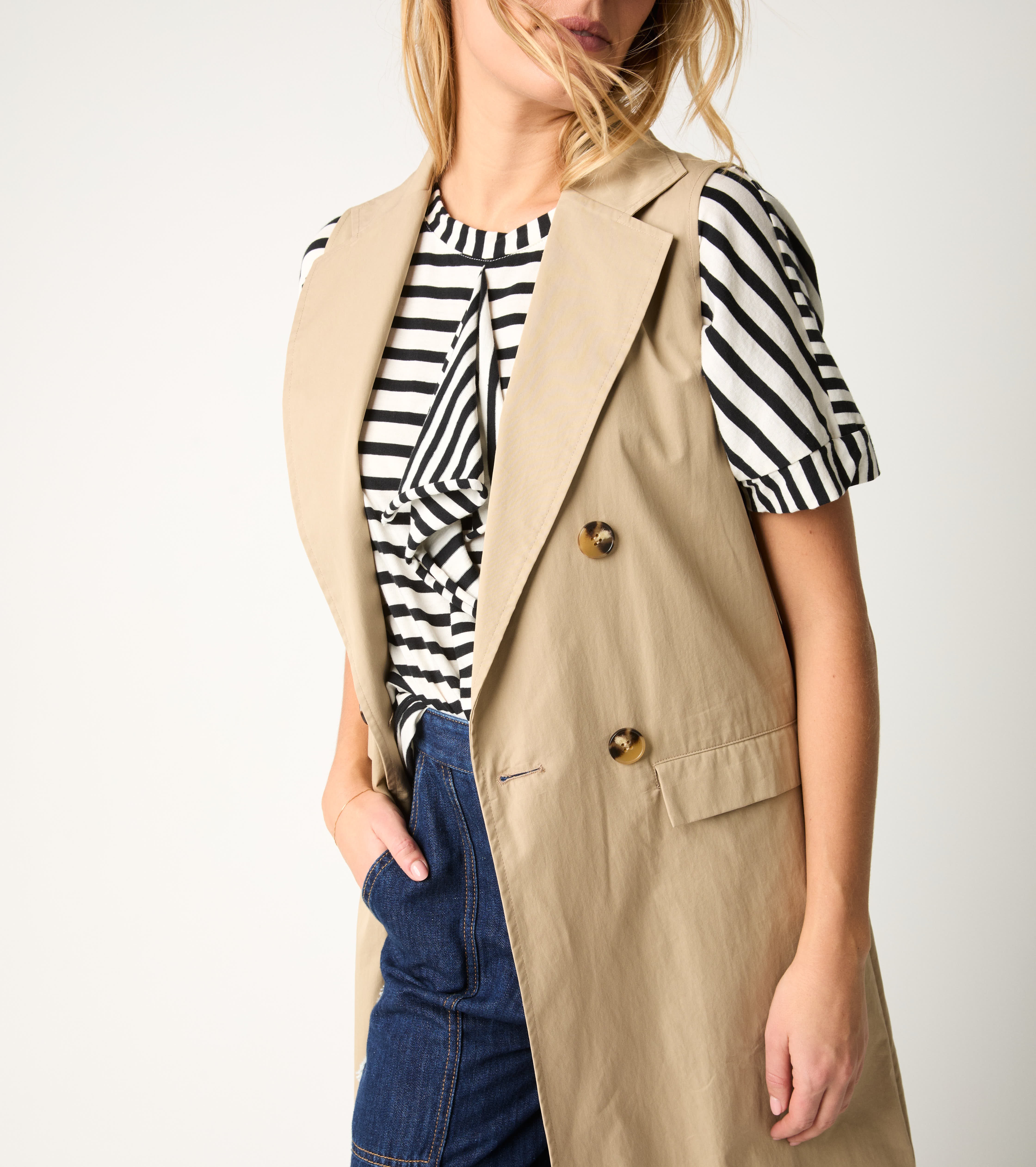 Gilet lungo in cotone antigoccia corda