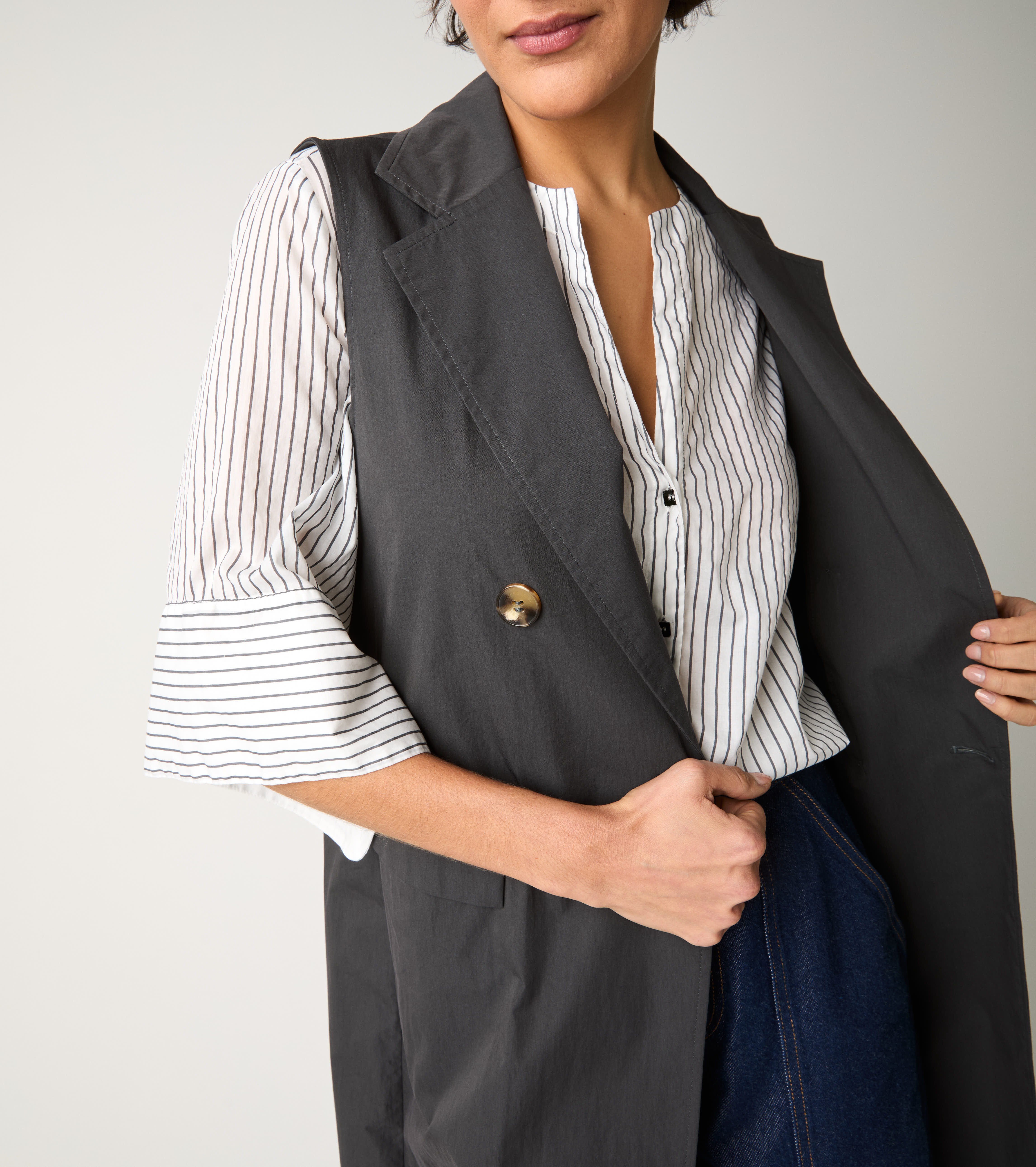 Gilet lungo in cotone antigoccia lavagna