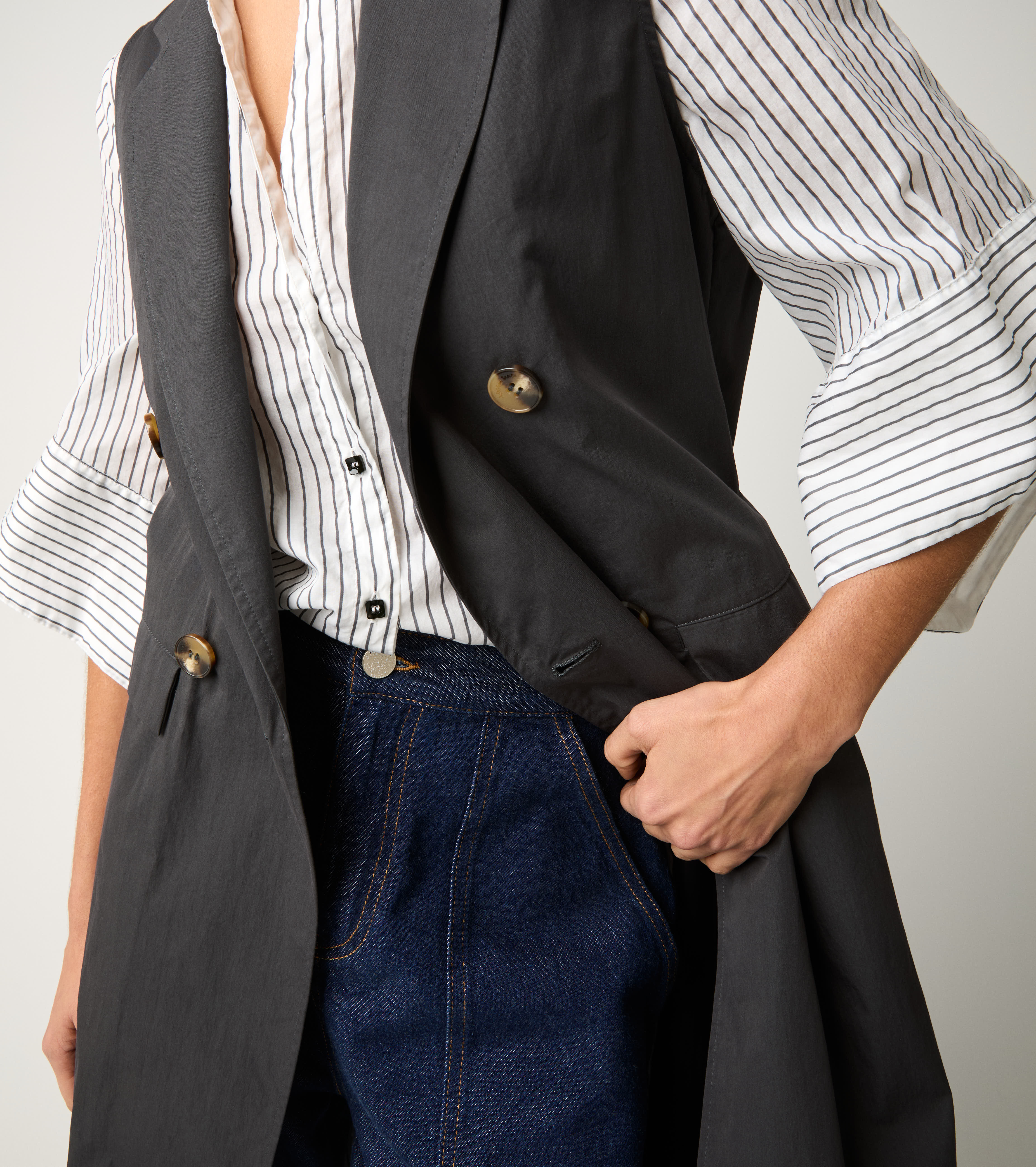 Gilet lungo in cotone antigoccia lavagna