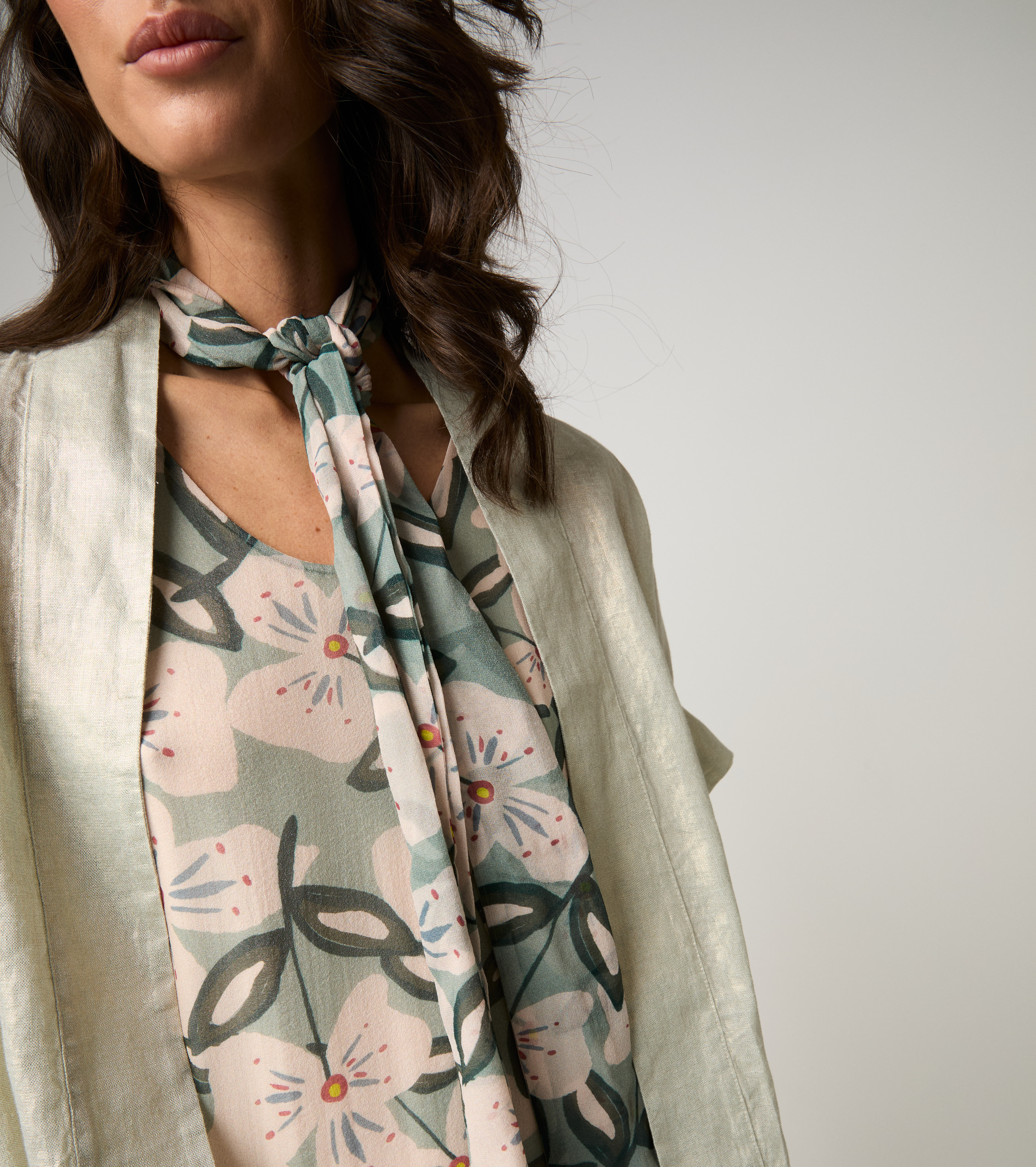 Giacca kimono con maniche corte salvia