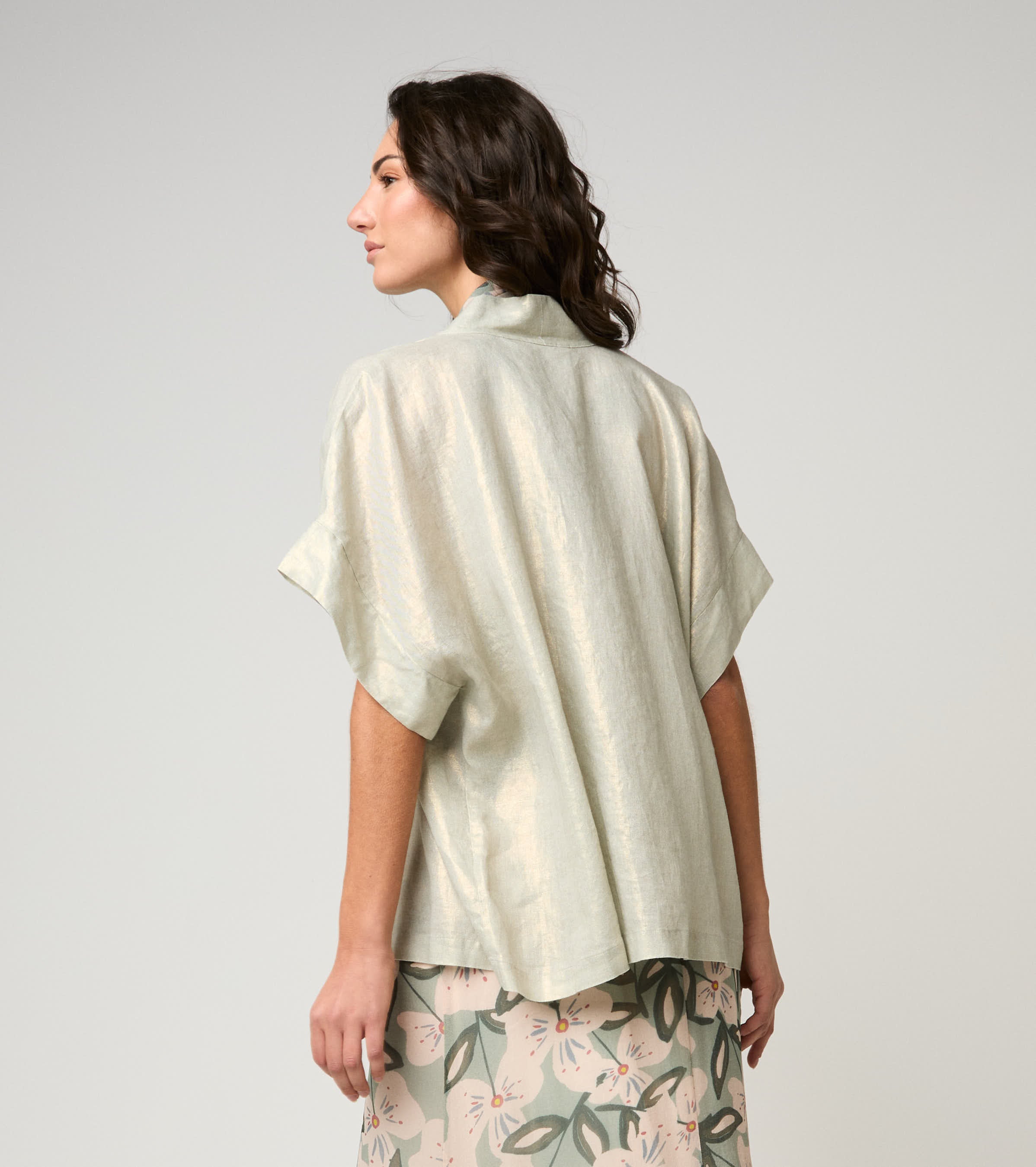 Giacca kimono con maniche corte salvia