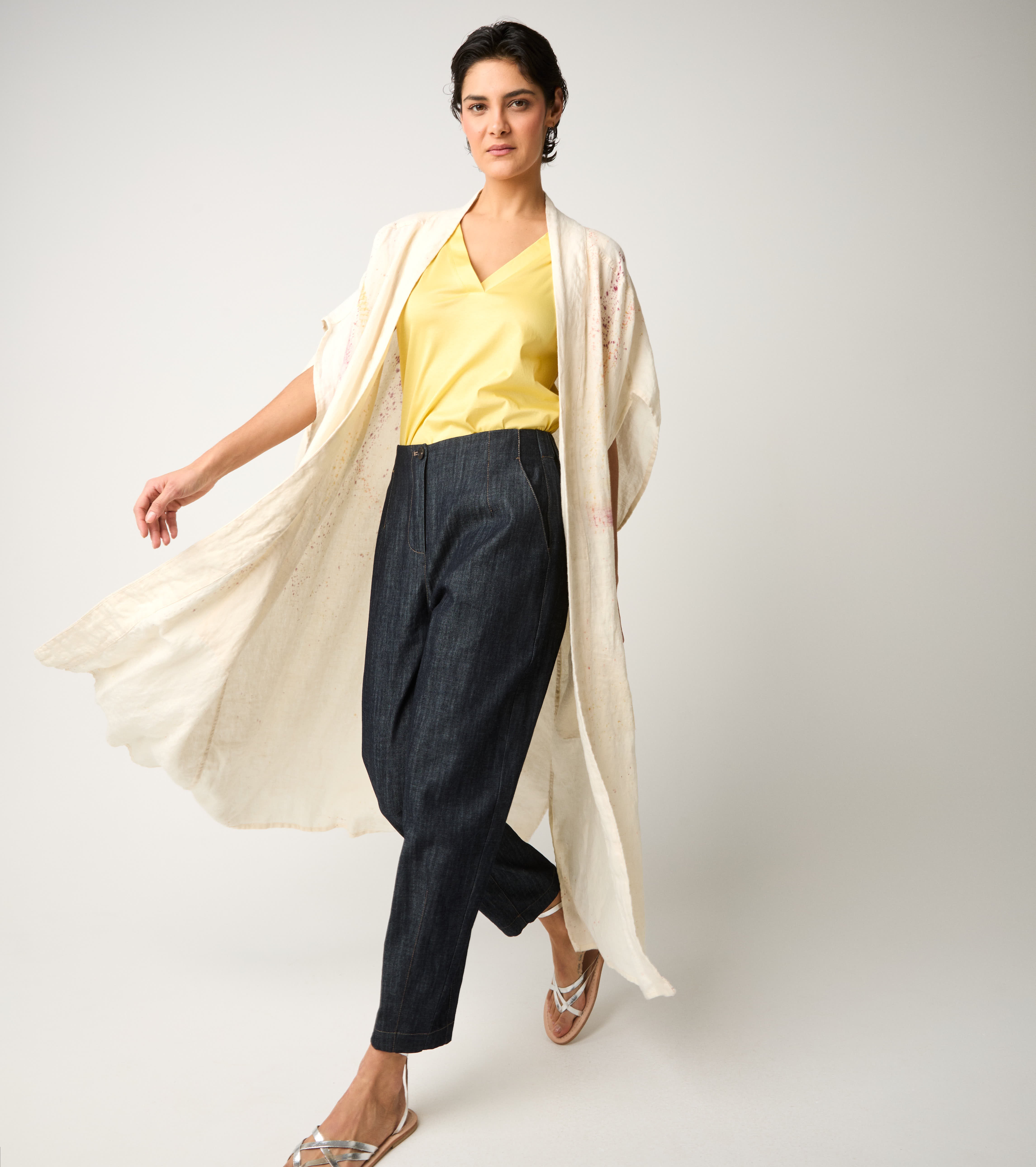 Giacca kimono lunga con stampa tribale