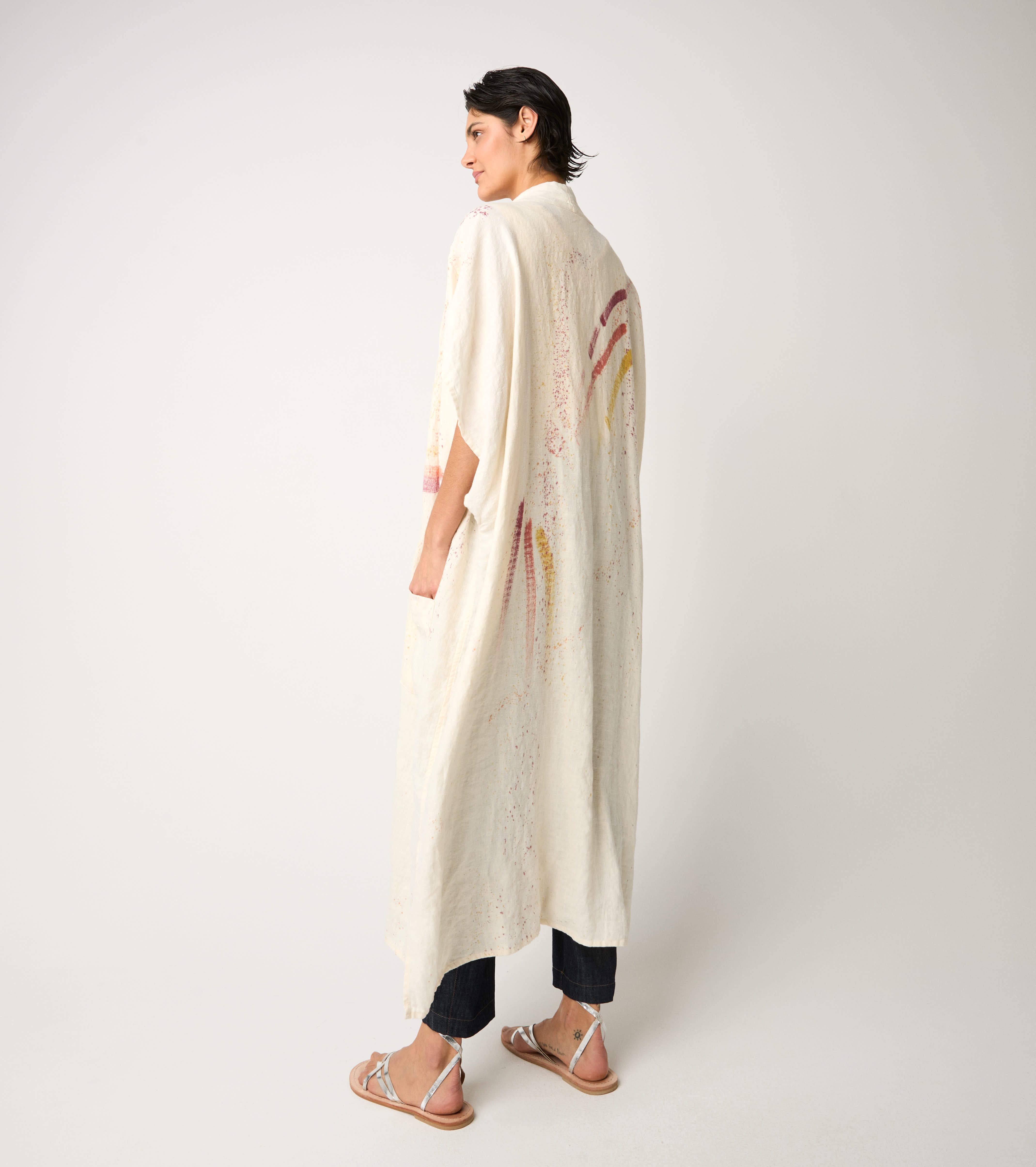 Long kimono jacket with tribal print