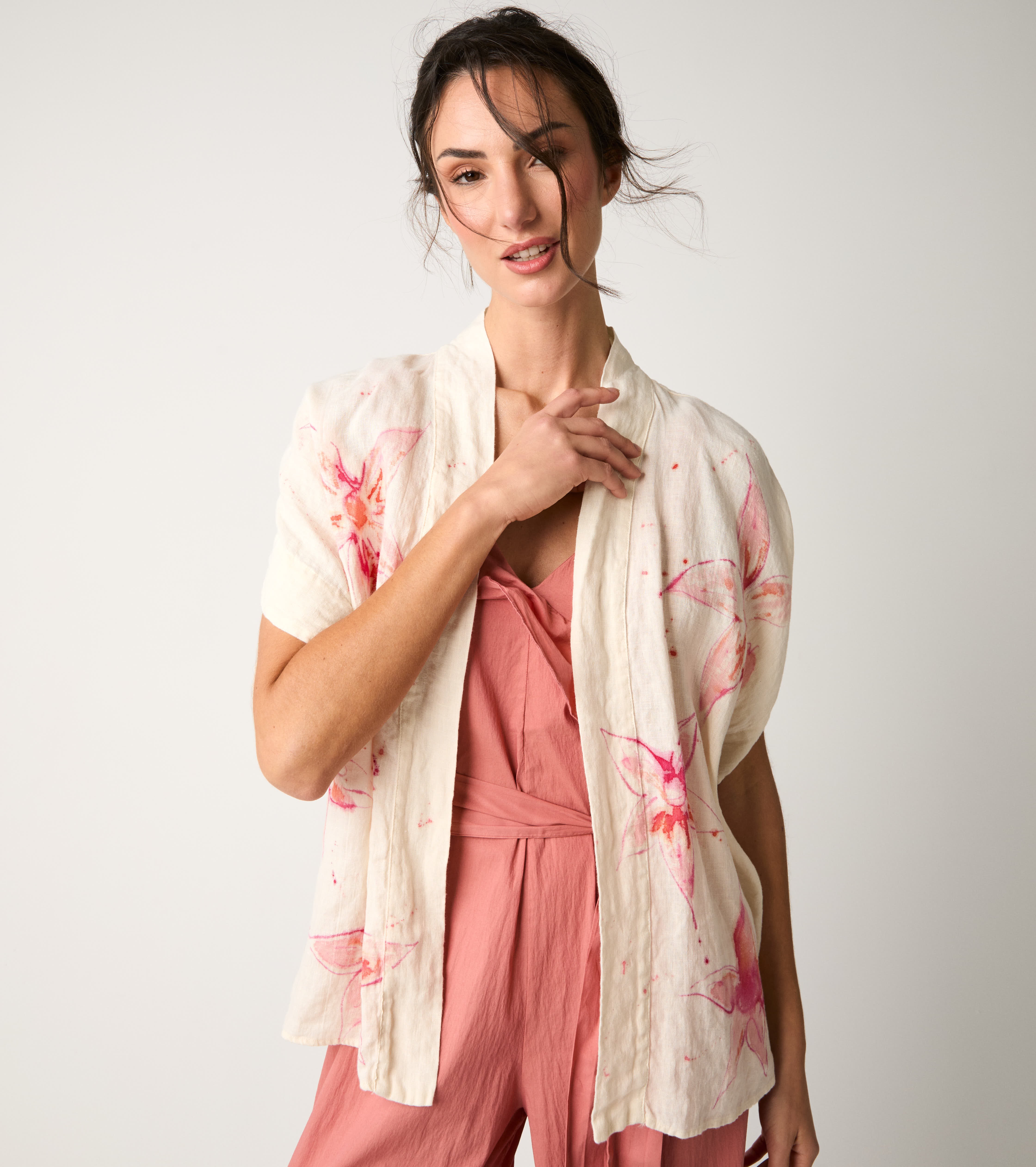 Floral print kimono jacket