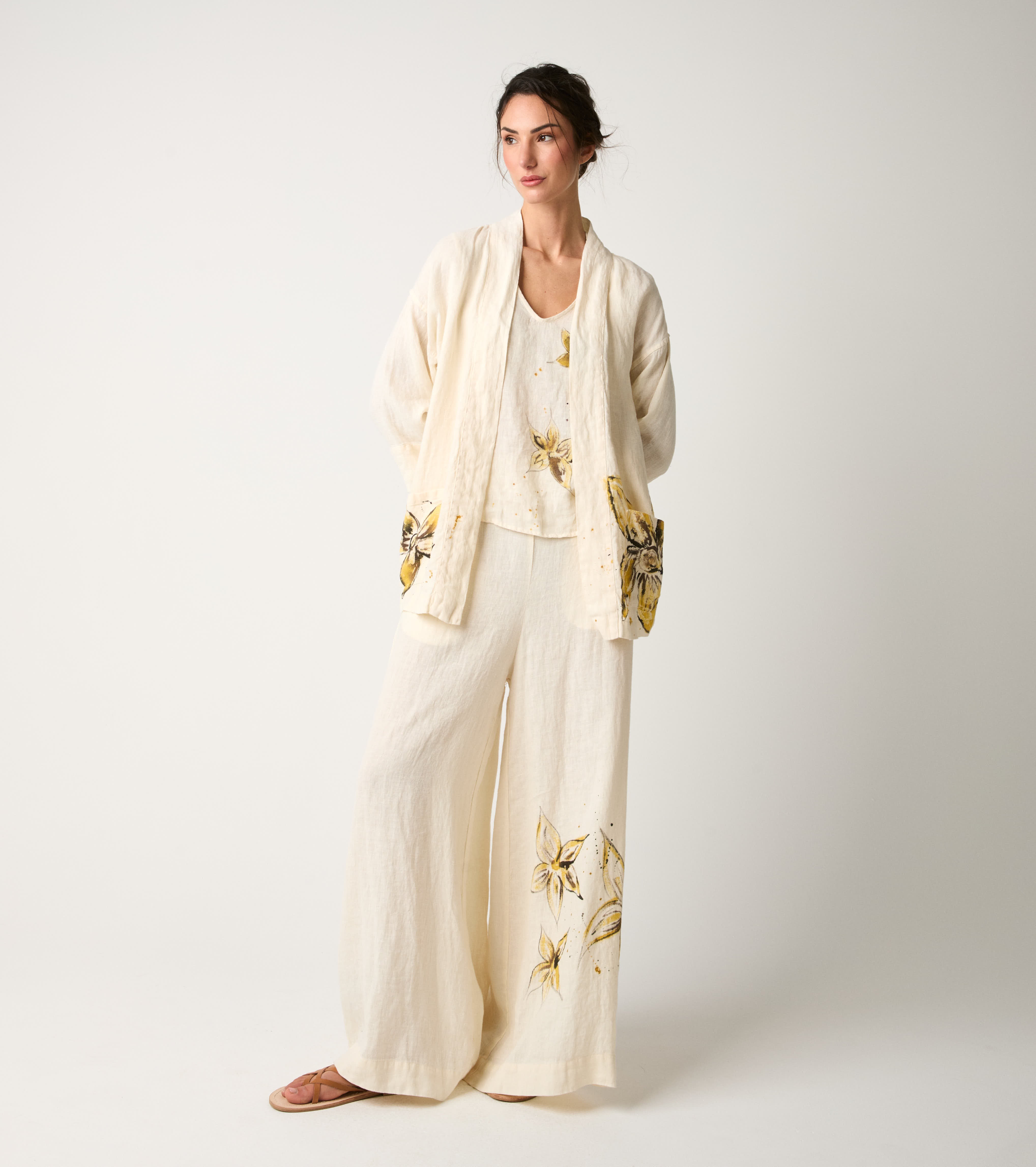 Giacca kimono con stampa floreale fiori