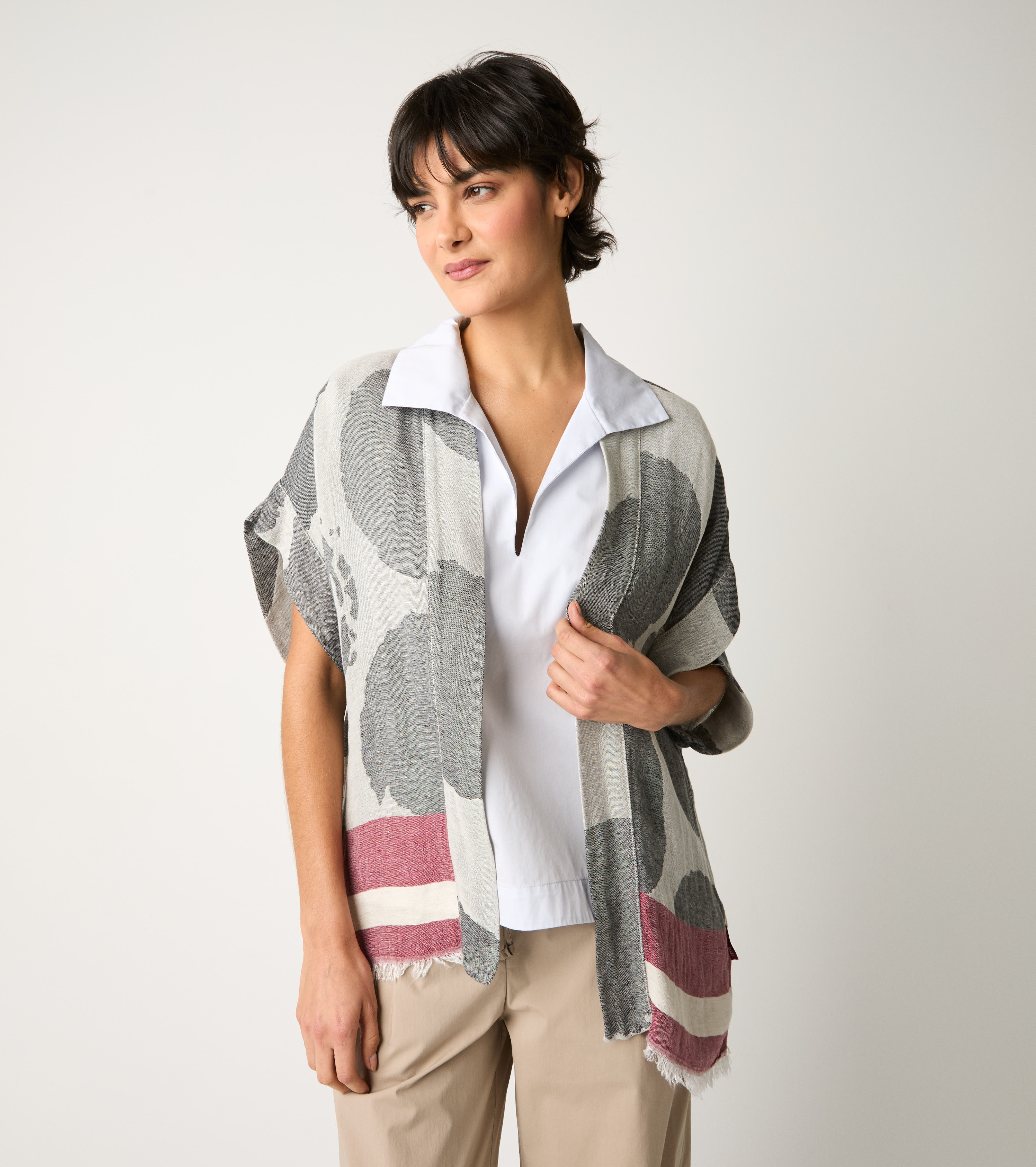 Sand cotton jacquard kimono jacket