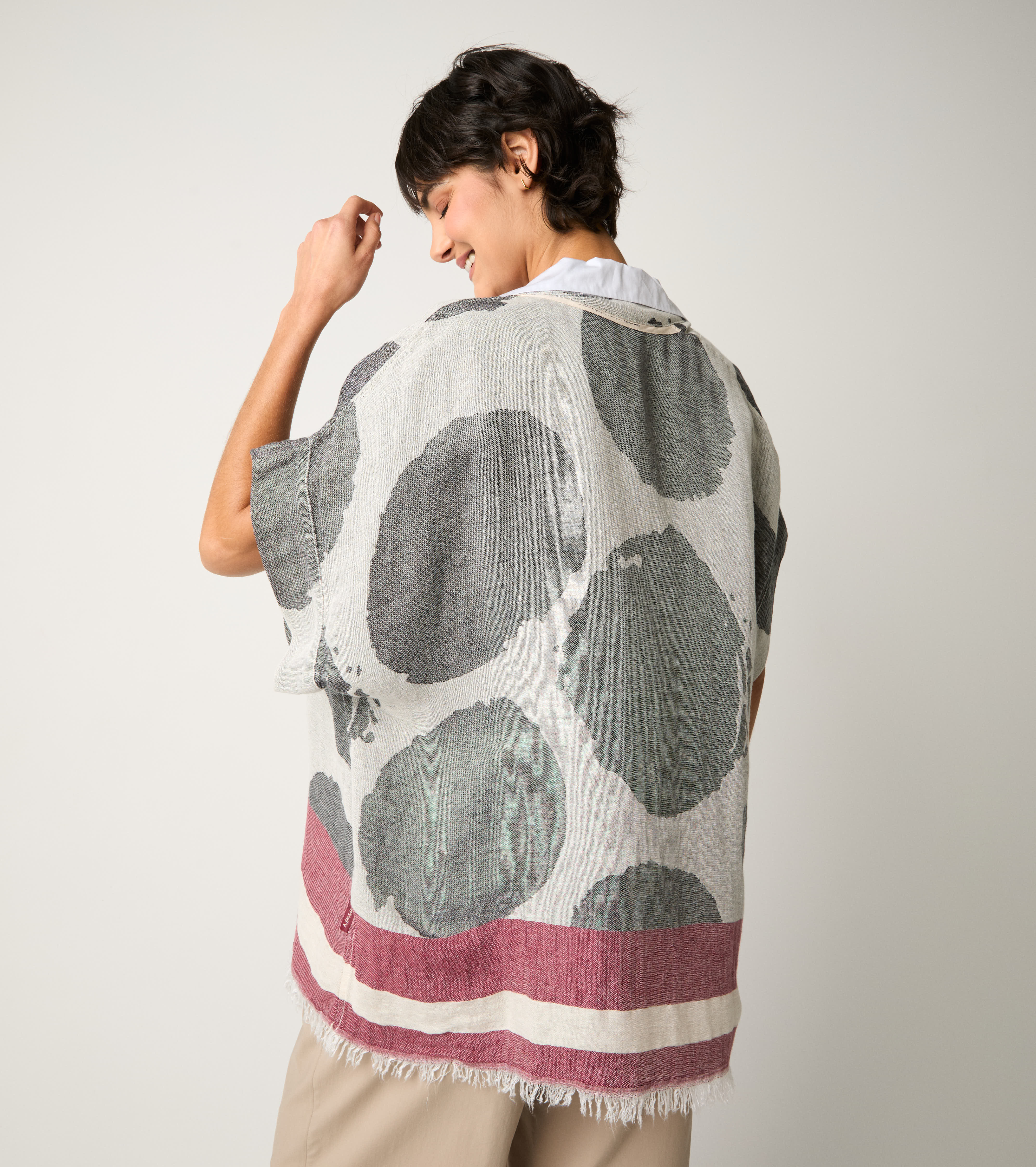 Sand cotton jacquard kimono jacket