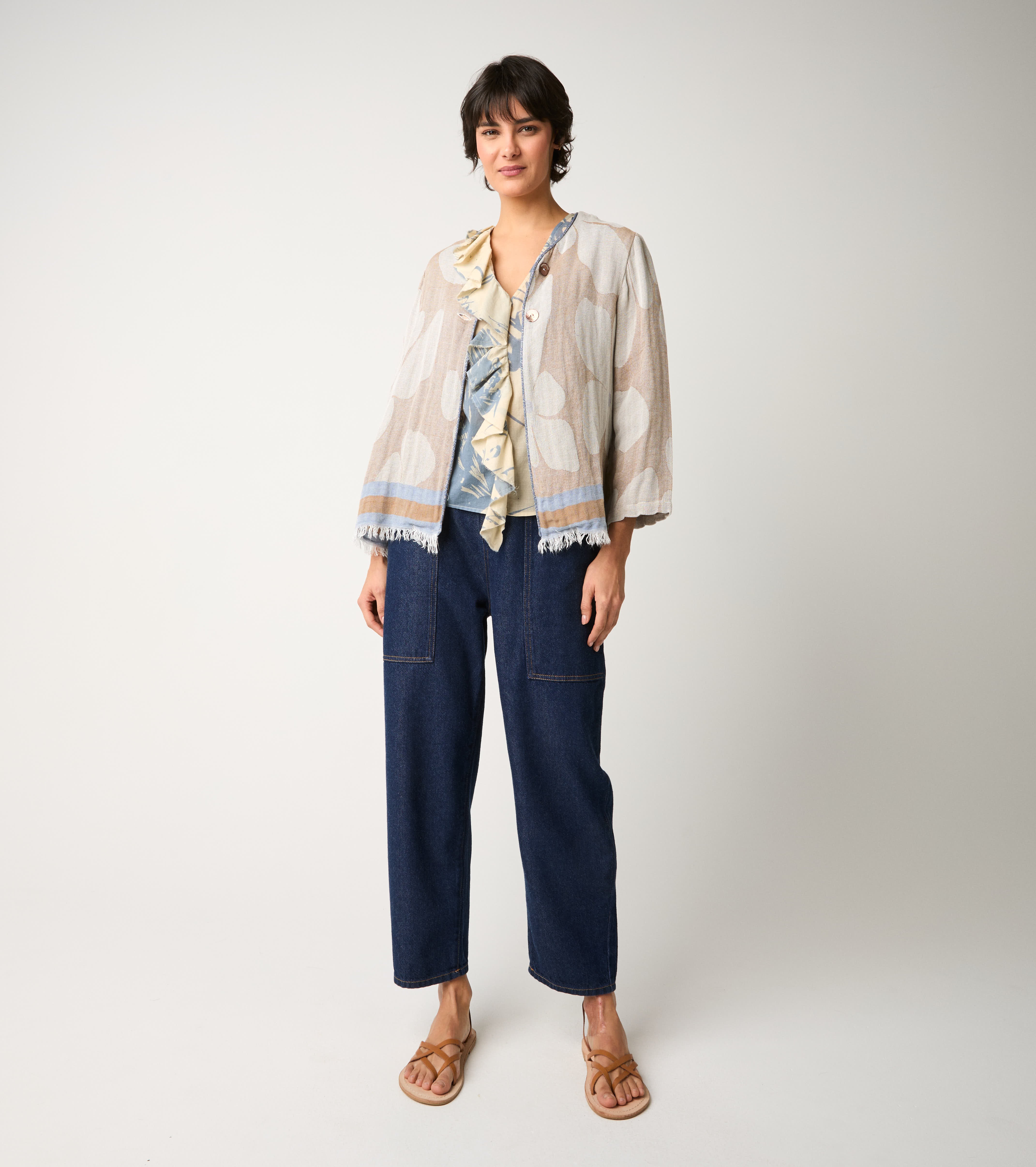 Яке от велурен памук с жакард