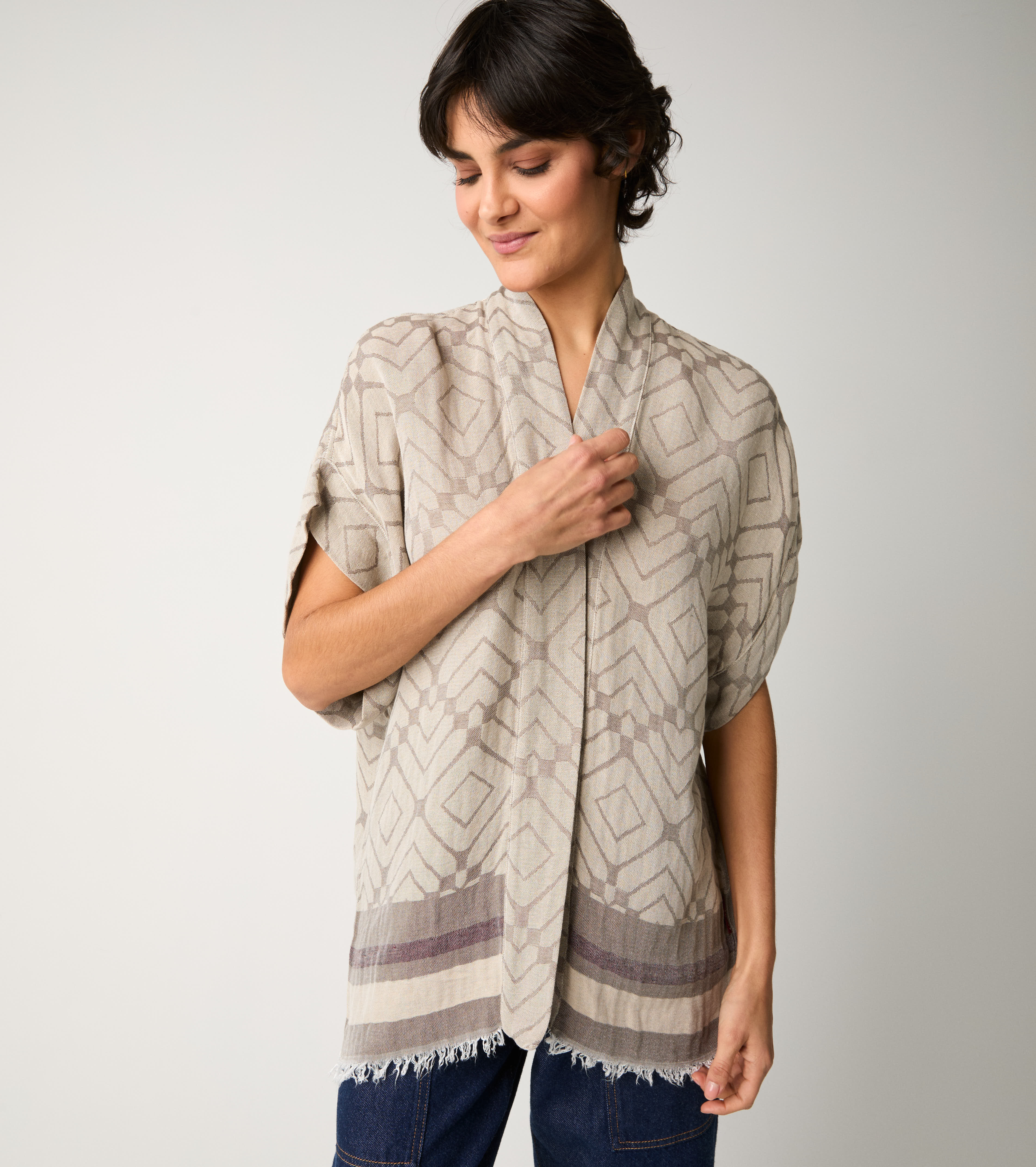 Giacca kimono con maniche corte frassino