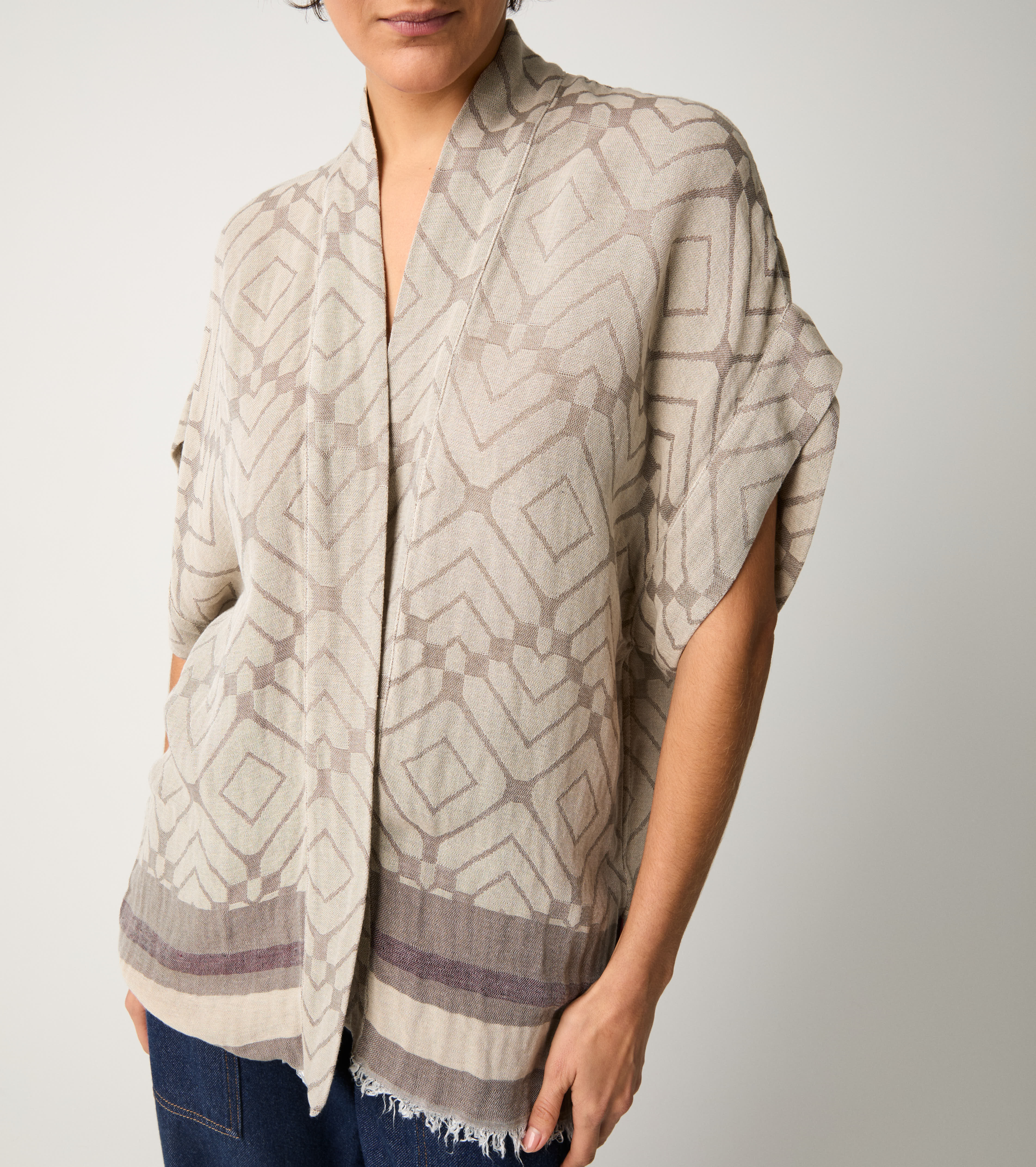 Giacca kimono con maniche corte frassino